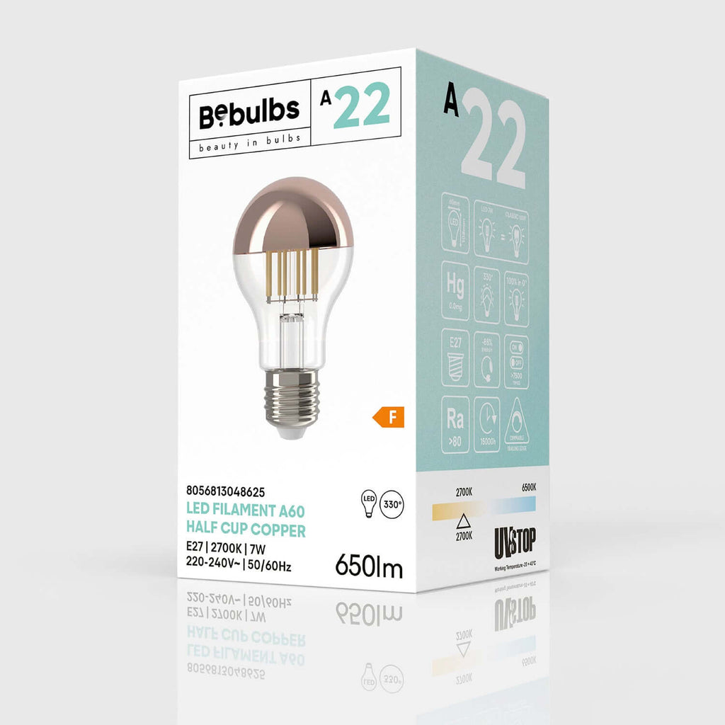 LED-Lampe Halbkugel Kupfer Tropfen A60 7W 650Lm E27 2700K dimmbar – Ansicht 4