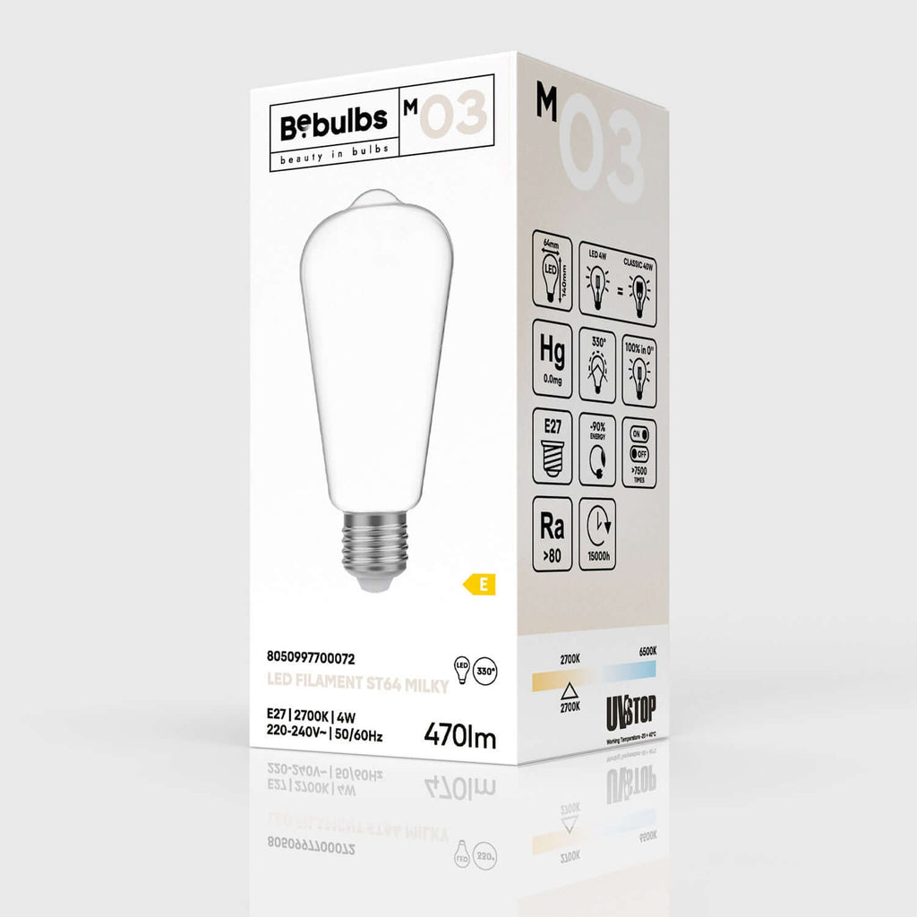 LED-Leuchtmittel Milky Edison ST64 4W 470Lm E27 2700K – Ansicht 4
