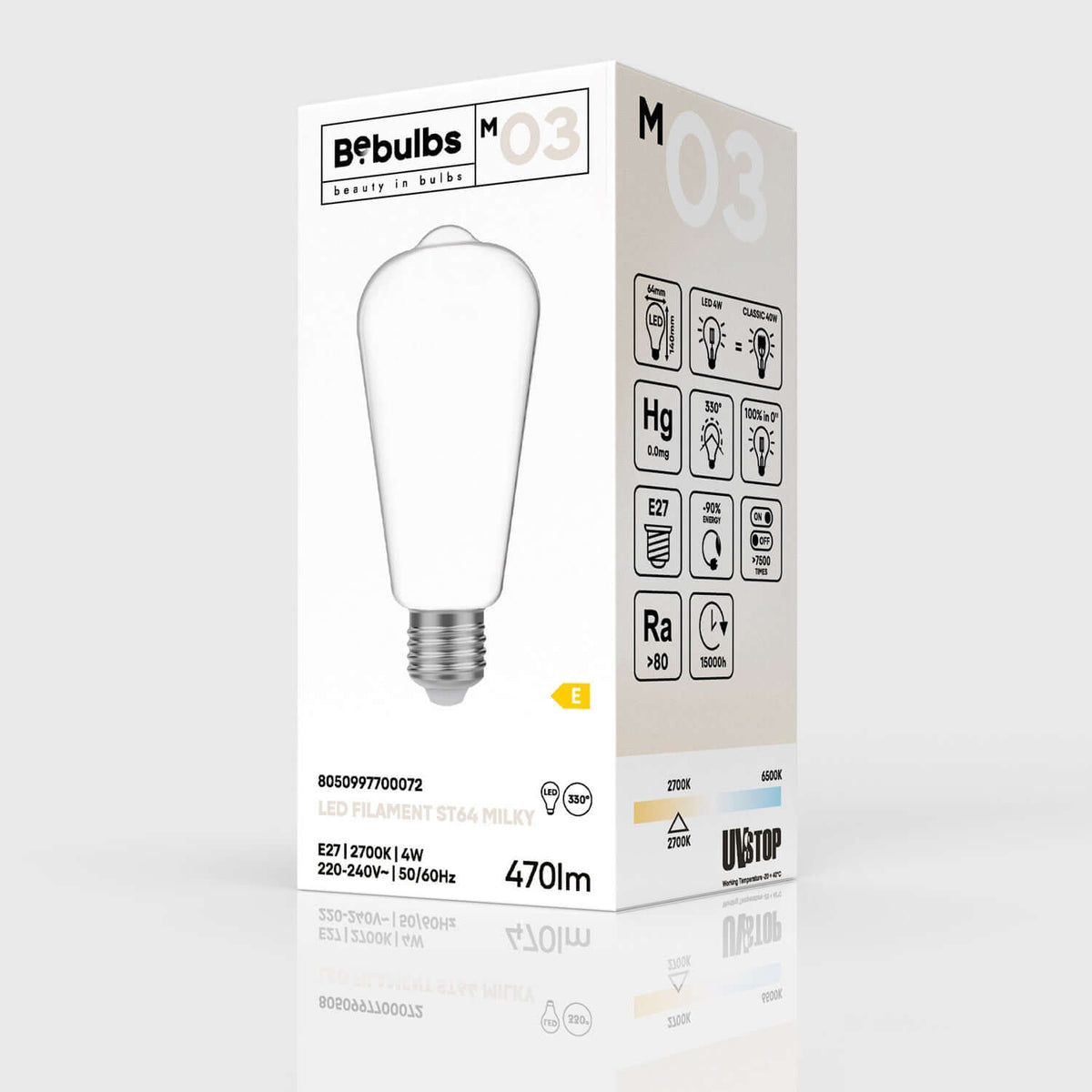 LED-Leuchtmittel Milky Edison ST64 4W 470Lm E27 2700K – Ansicht 4