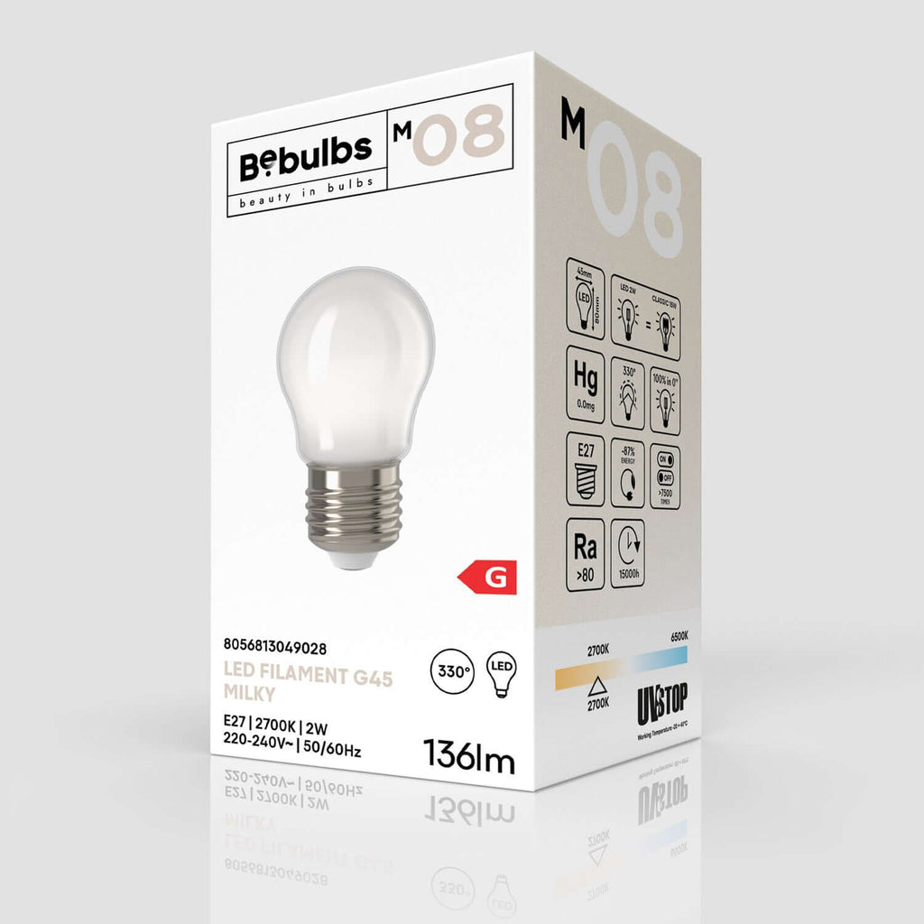 LED-Lampe Milky Globetta G45 2W 136Lm E27 2700K – Ansicht 4
