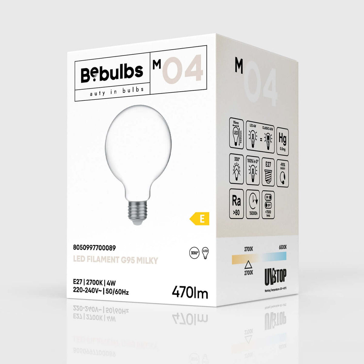 LED-Lampe Milky Globe G95 4W 470 Lm E27 2700K – Ansicht 4