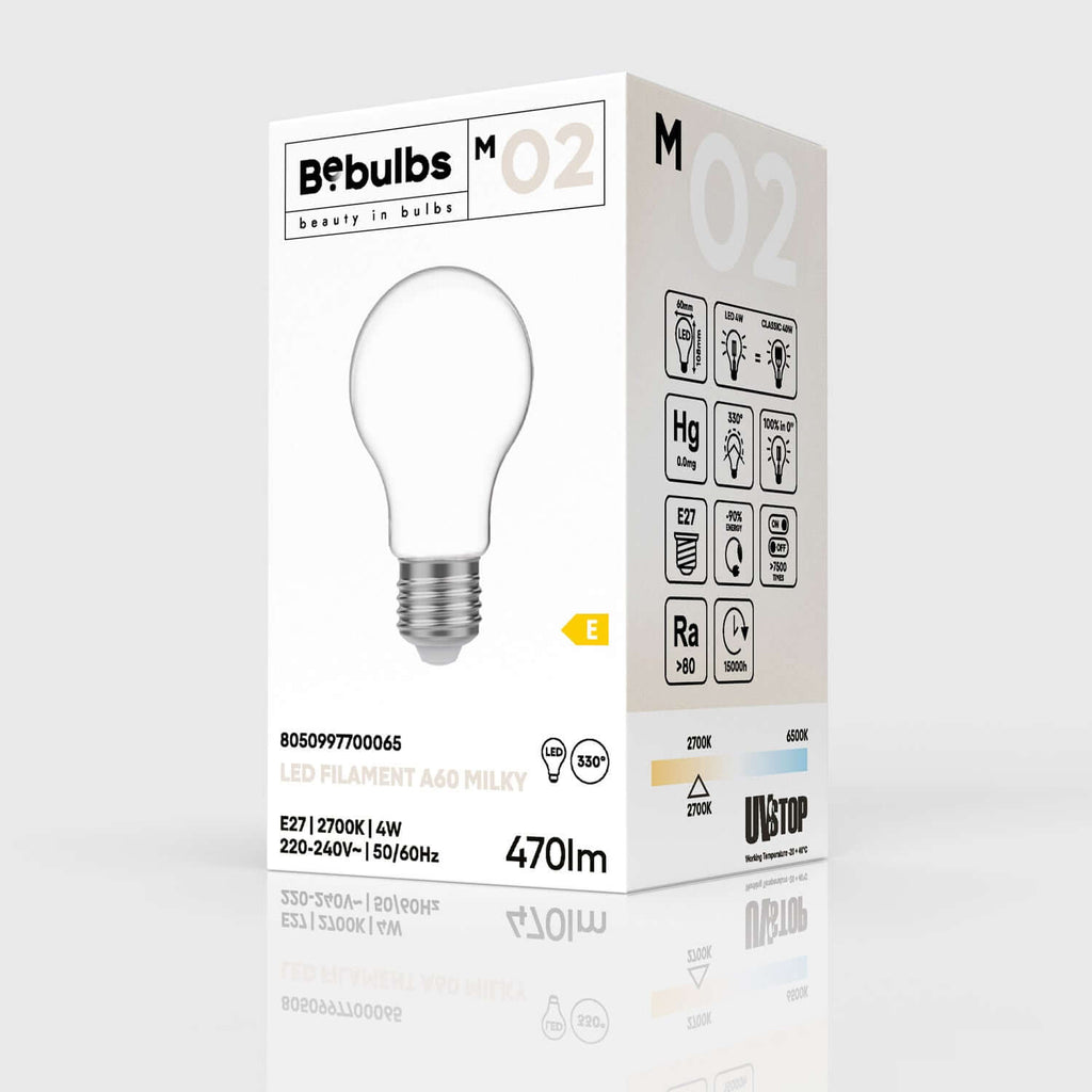 LED-Leuchtmittel Milky Goccia A60 4W 470Lm E27 2700K – Ansicht 4