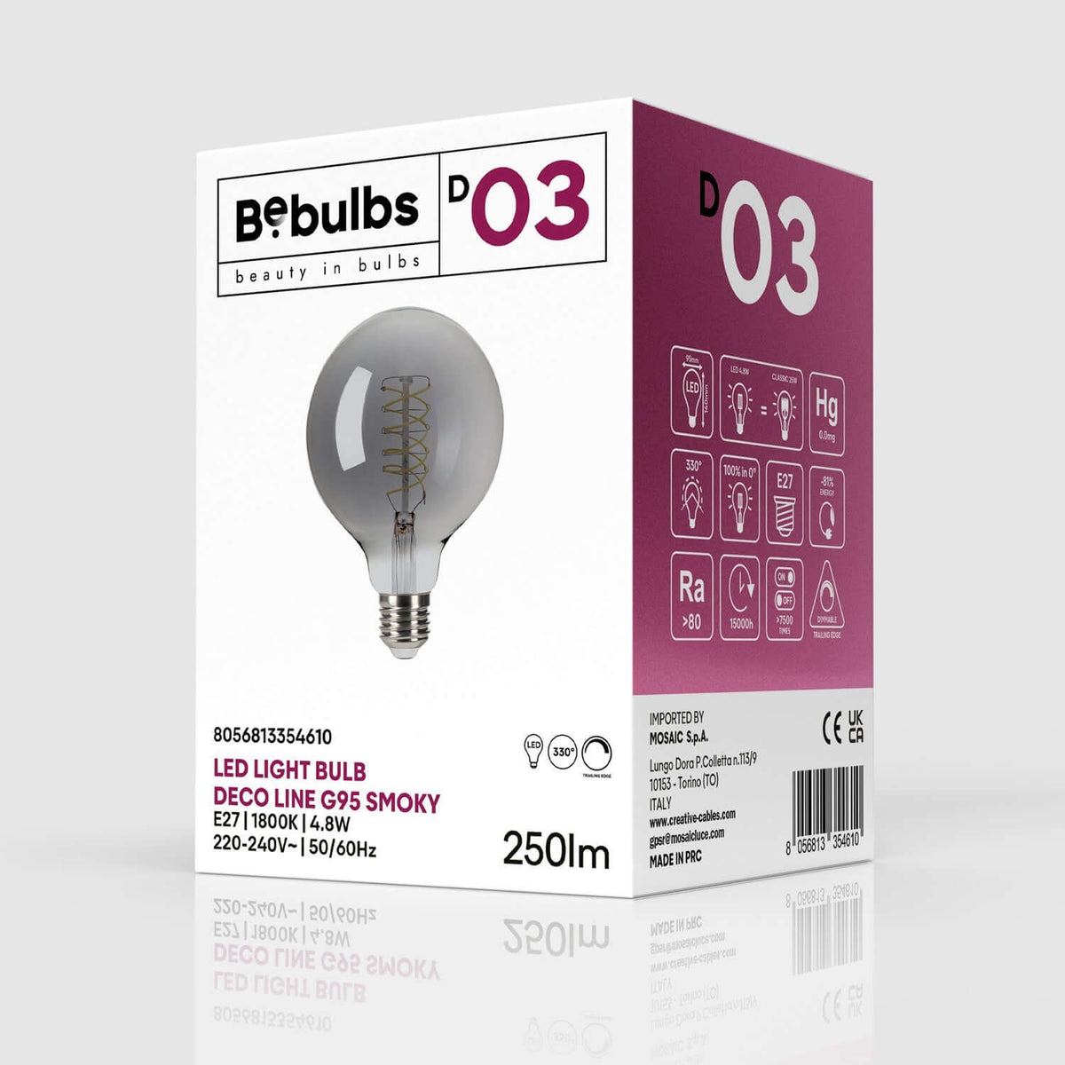 LED-Lampe Smoky Globe G95 4,8W 250Lm E27 1800K dimmbar – Ansicht 4