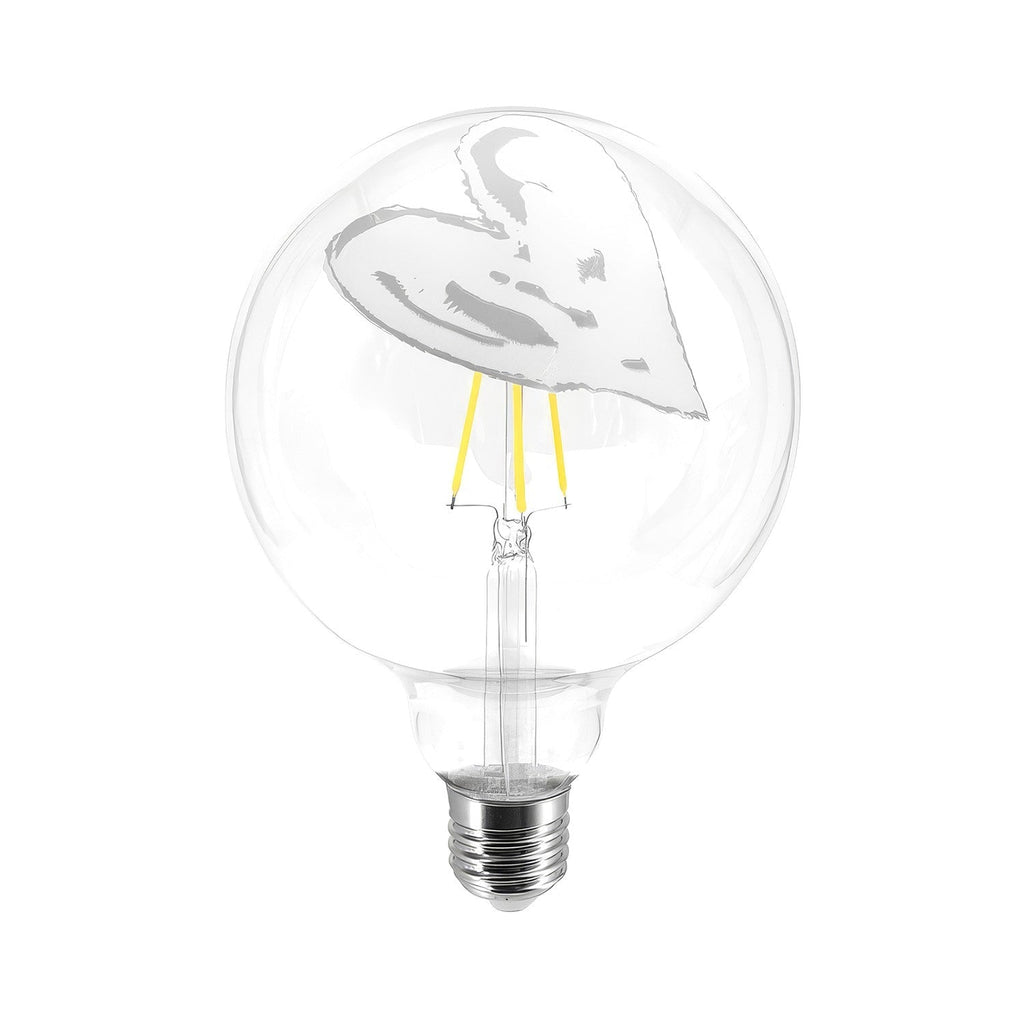 LED-Glühbirne Tattoo Pop Heart G125 4,5W 470Lm E27 2700K dimmbar – Weiß
