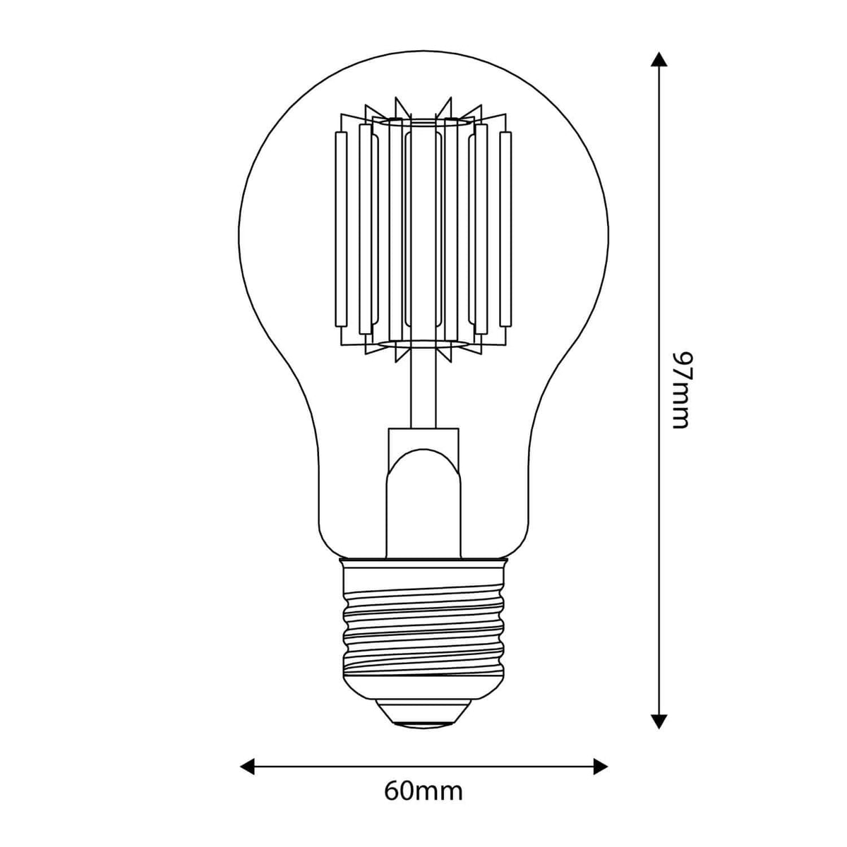 Transparente LED-Lampe Linea 5V Vertikalfaden Tropfen A60 1,7W 150Lm E27 2500K Dimmbar – Ansicht 3