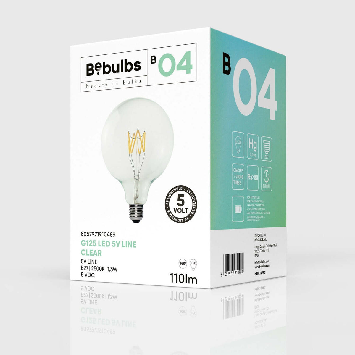 Transparente LED-Lampe Linea 5V Kurzfaden Globo G125 1,3W 110Lm E27 2500K Dimmbar – Ansicht 4