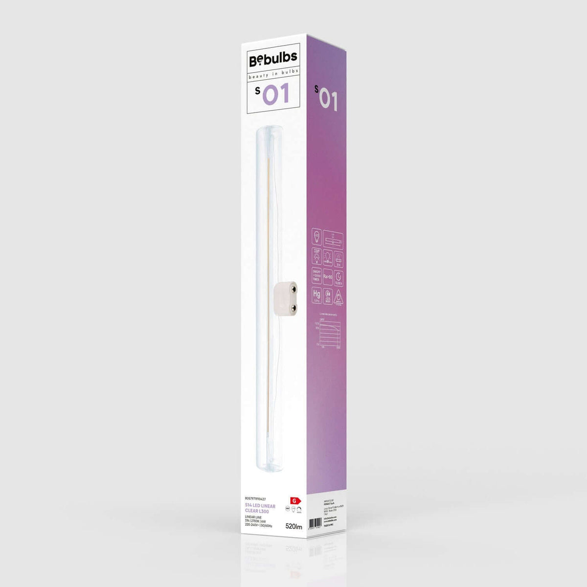 LED-Lampe Transparent CRI 90 Linear S14d – Länge 300 mm 6W 520Lm 2700K Dimmbar – Ansicht 5