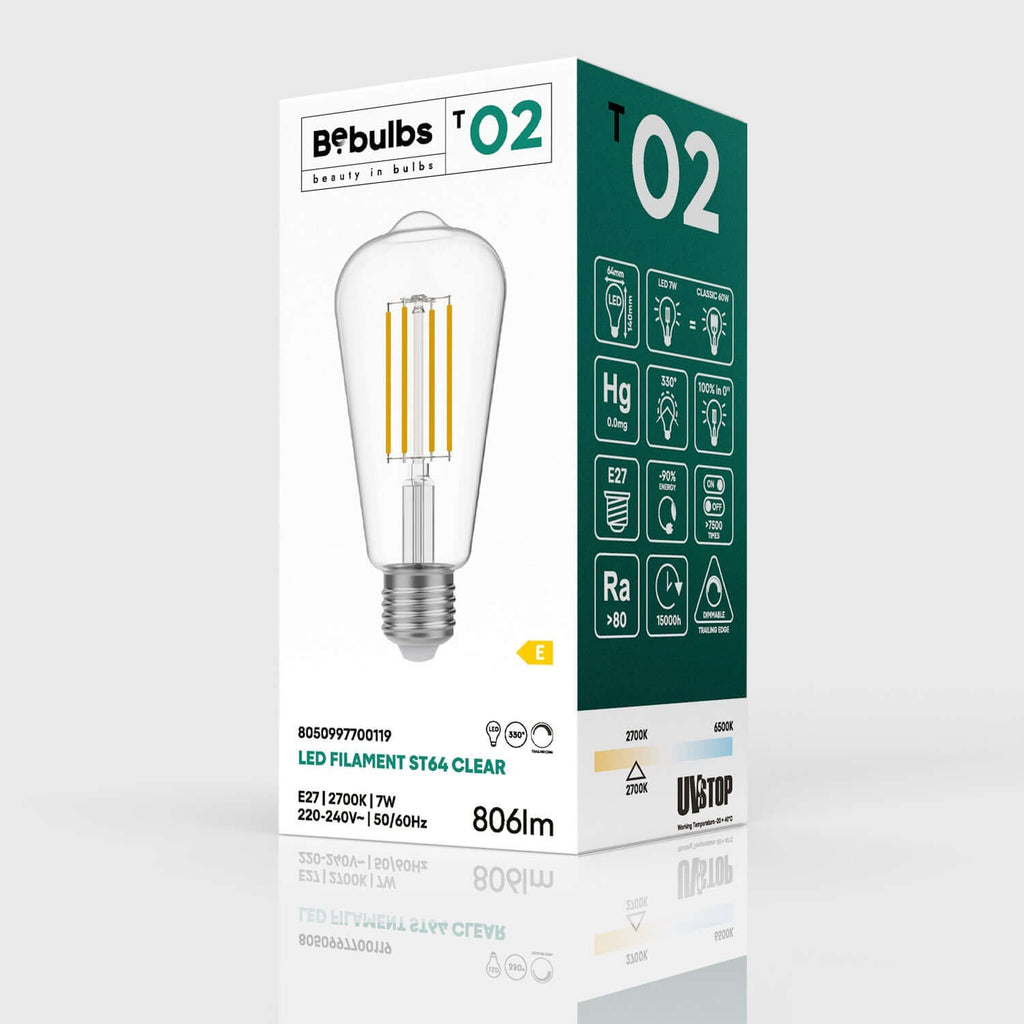 LED-Leuchte Transparent Edison ST64 7W 806Lm E27 2700K Dimmbar – Ansicht 4
