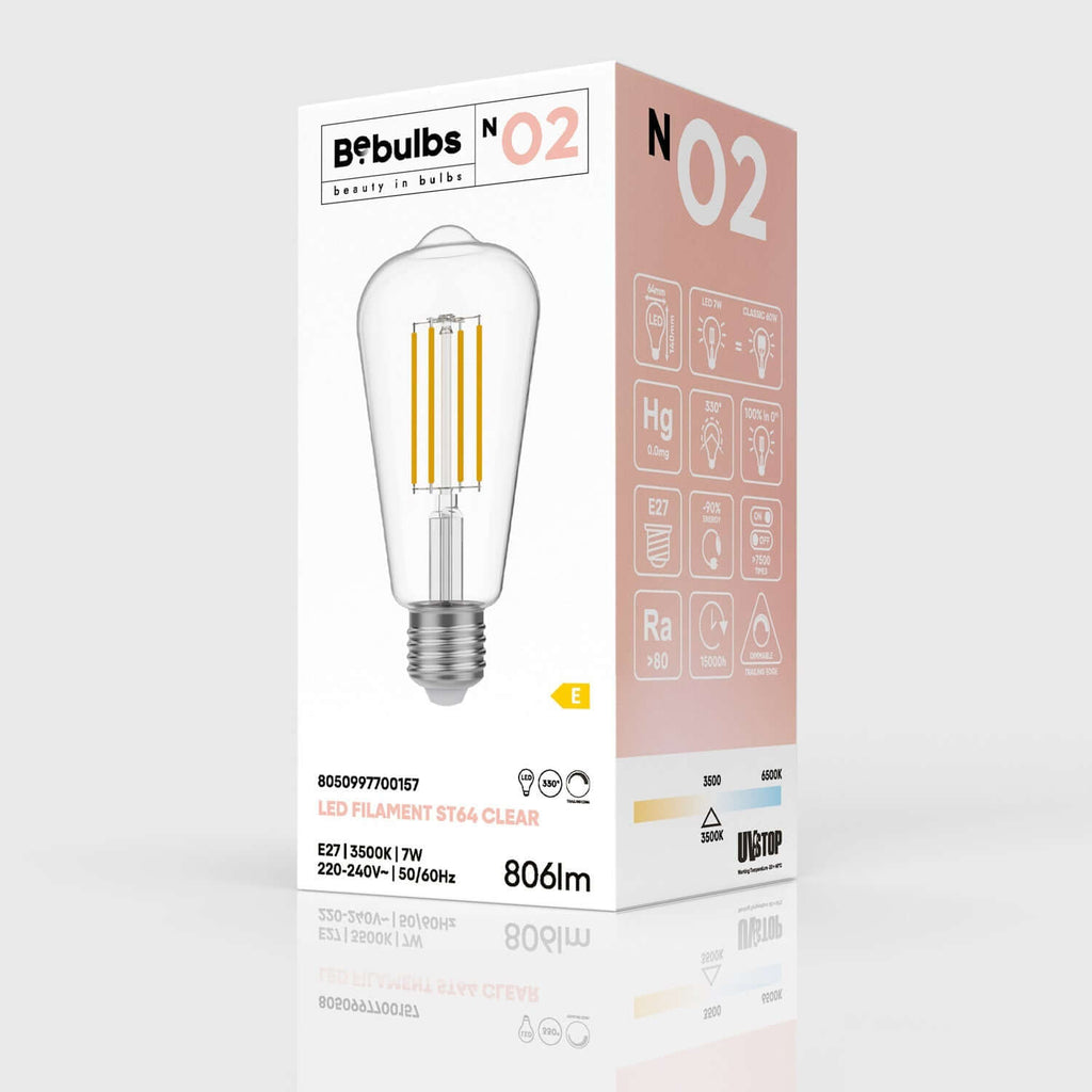 LED-Lampe Transparent Edison ST64 7W 806Lm E27 3500K Dimmbar – Ansicht 4