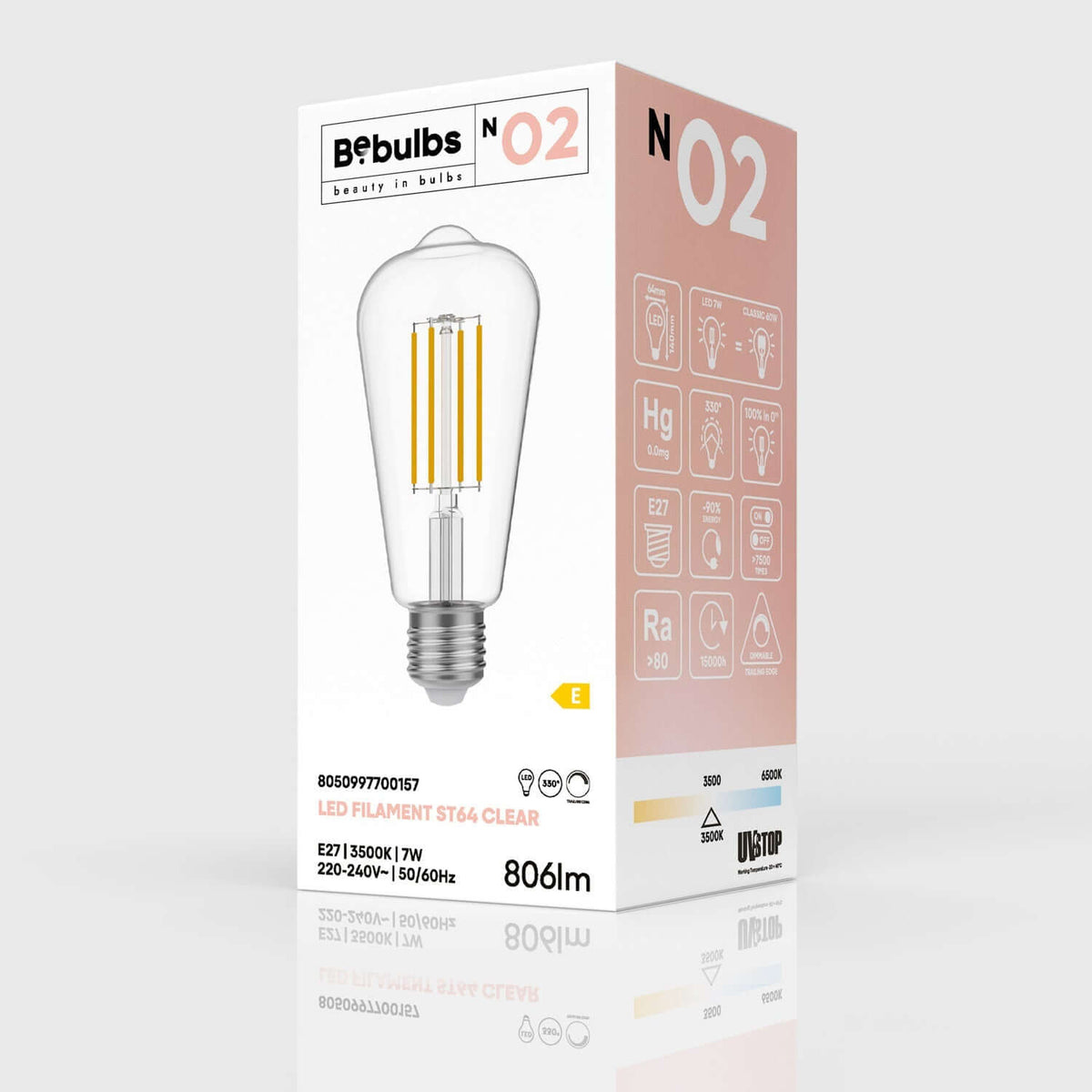 LED-Lampe Transparent Edison ST64 7W 806Lm E27 3500K Dimmbar – Ansicht 4