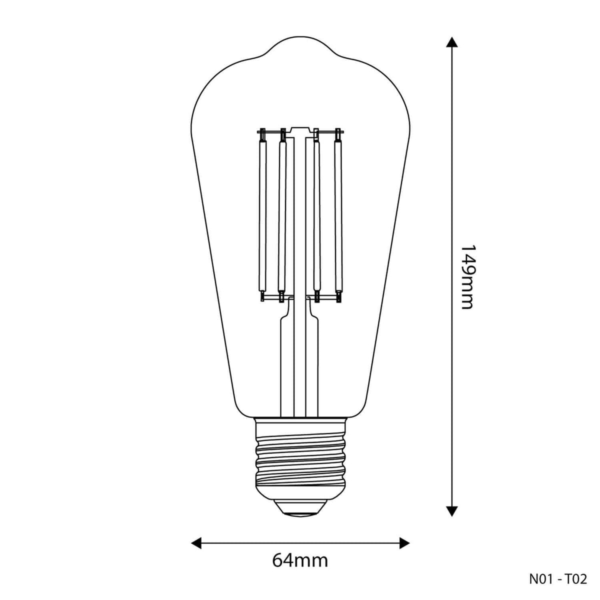 LED-Lampe Transparent Edison ST64 7W 806Lm E27 3500K Dimmbar – Ansicht 3