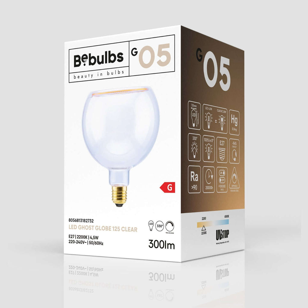 LED-Leuchtmittel Ghost Line Transparent, CRI 90, G125, 4,5W, 300 Lm, E27, 2200K, dimmbar – Ansicht 5