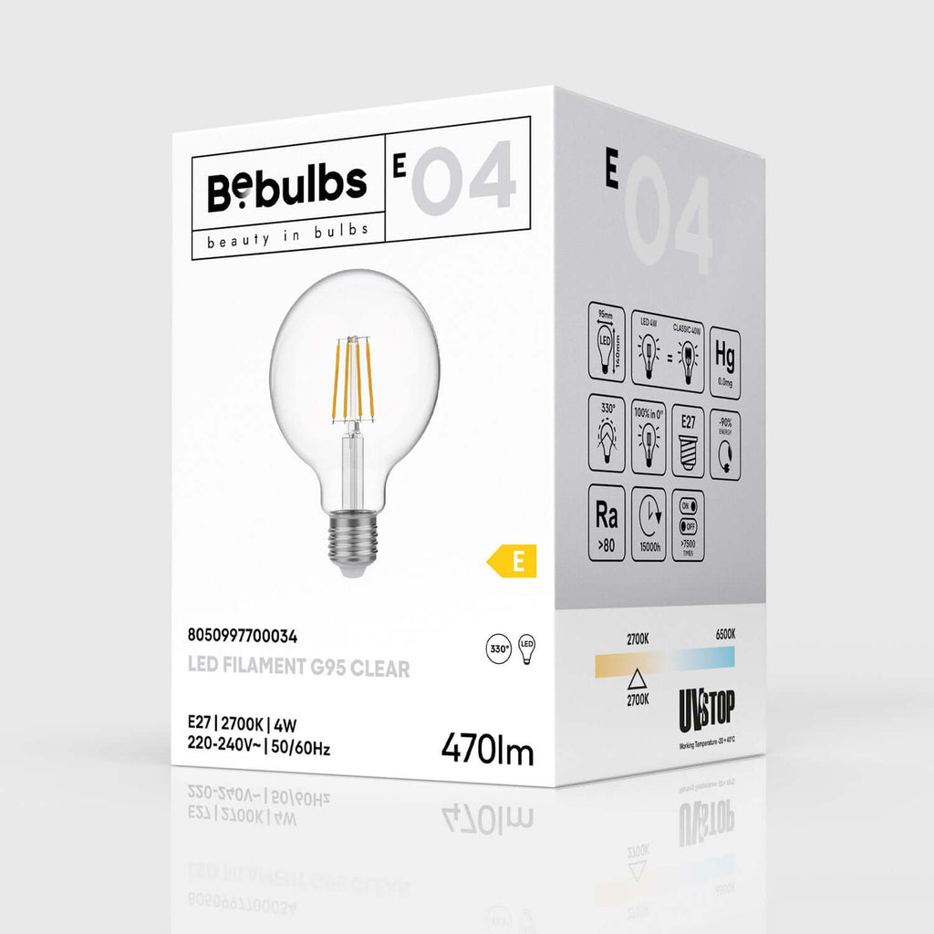 LED-Globe G95 4W 470Lm E27 2700K – Ansicht 4
