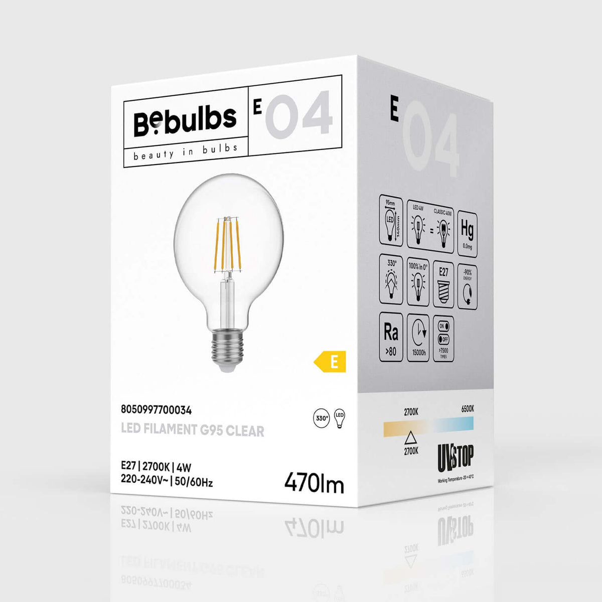 LED-Globe G95 4W 470Lm E27 2700K – Ansicht 4