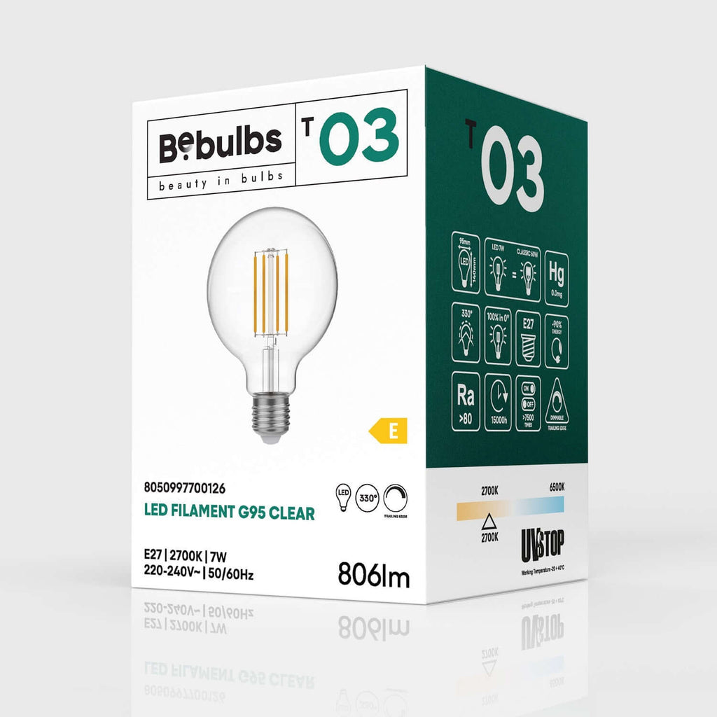 LED-Glühbirne Transparent Globe G95 7W 806Lm E27 2700K Dimmbar – Ansicht 4