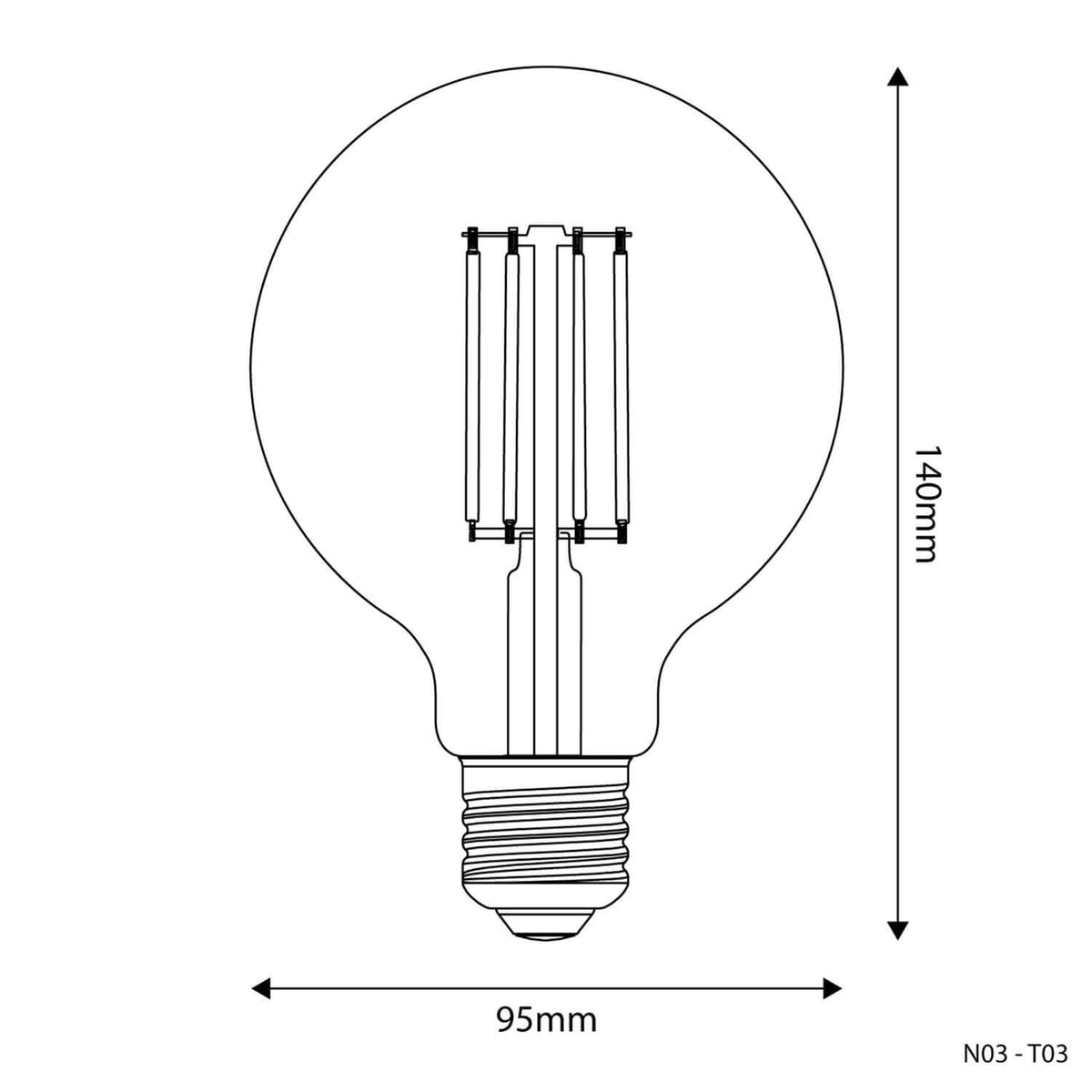Transparente LED-Glühlampe G95 7W 806Lm E27 3500K dimmbar – Ansicht 3