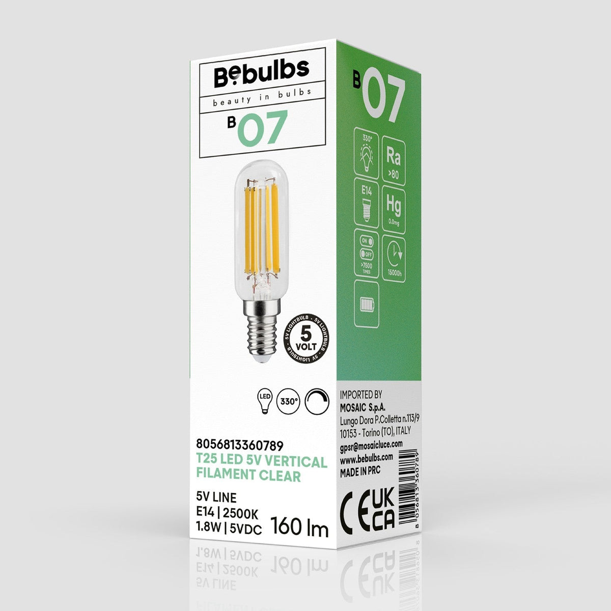 LED‑Glühbirne Transparent Linea 5V Tubular T25 1,8W 160Lm E14 2500K Dimmbar – Ansicht 4