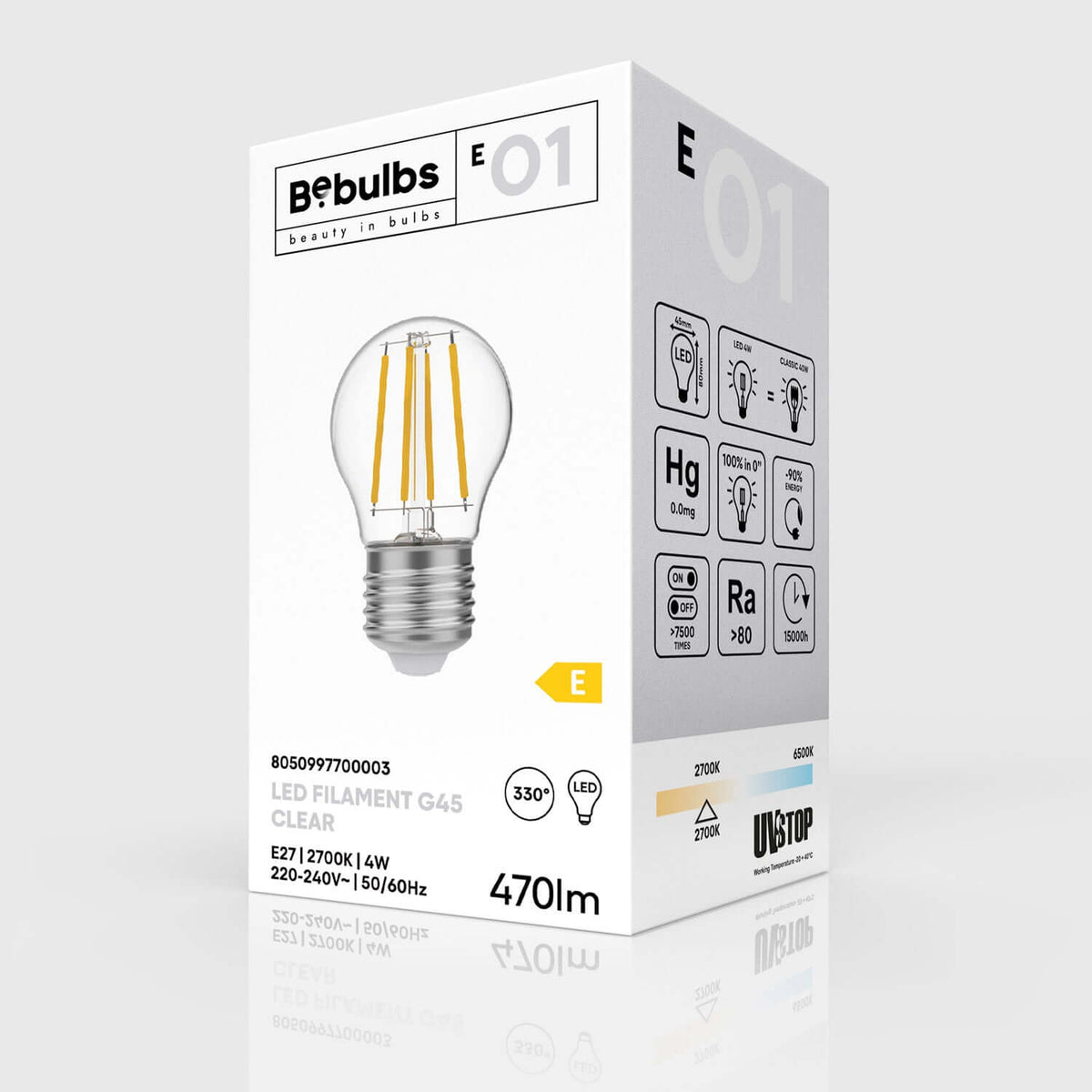 LED-Lampe Transparent Mini Globe G45 4W 470Lm E27 2700K – Ansicht 4