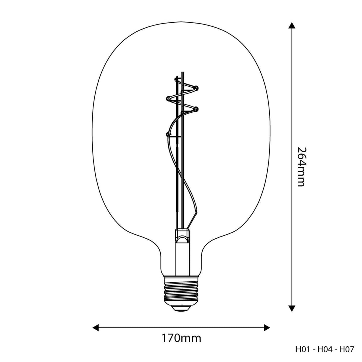 LED-Leuchtmittel Transparent Oval 170 11W 1210Lm E27 2700K Dimmbarkeit – Ansicht 3