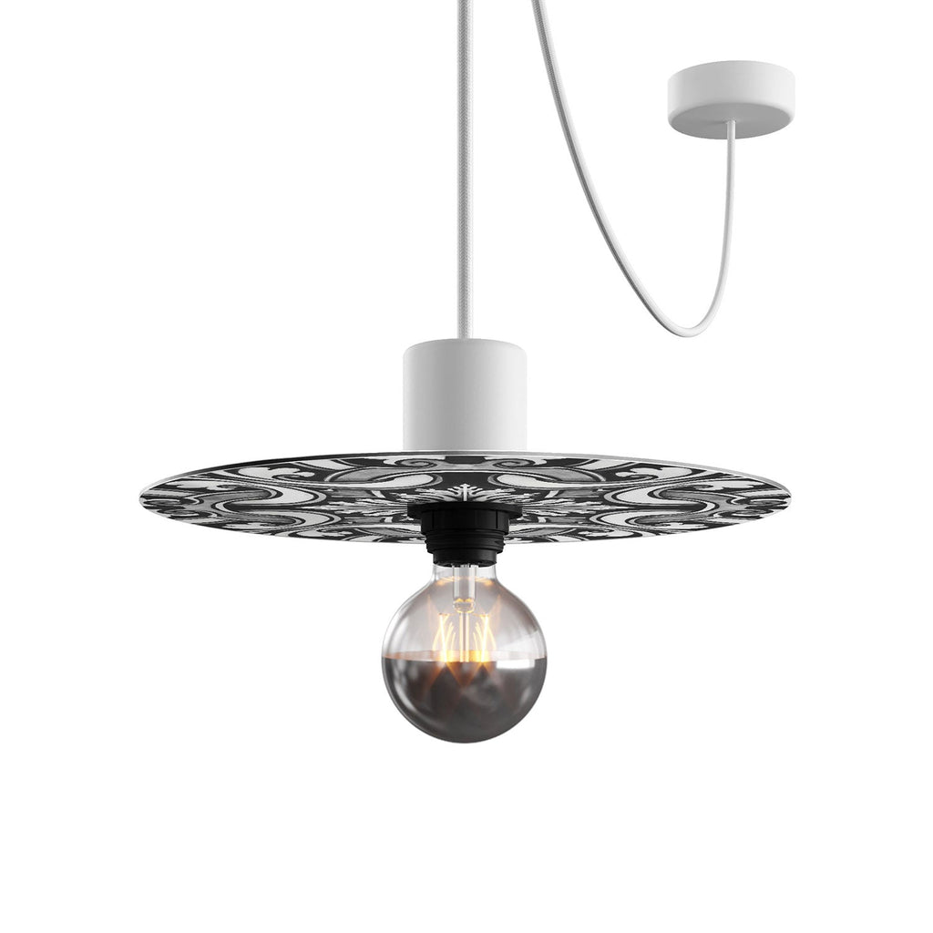 Mini-Teller Ellepì 'Majolika' Weiß und Schwarz für Lampen, Durchmesser 24 cm – Made in Italy – Ansicht 4