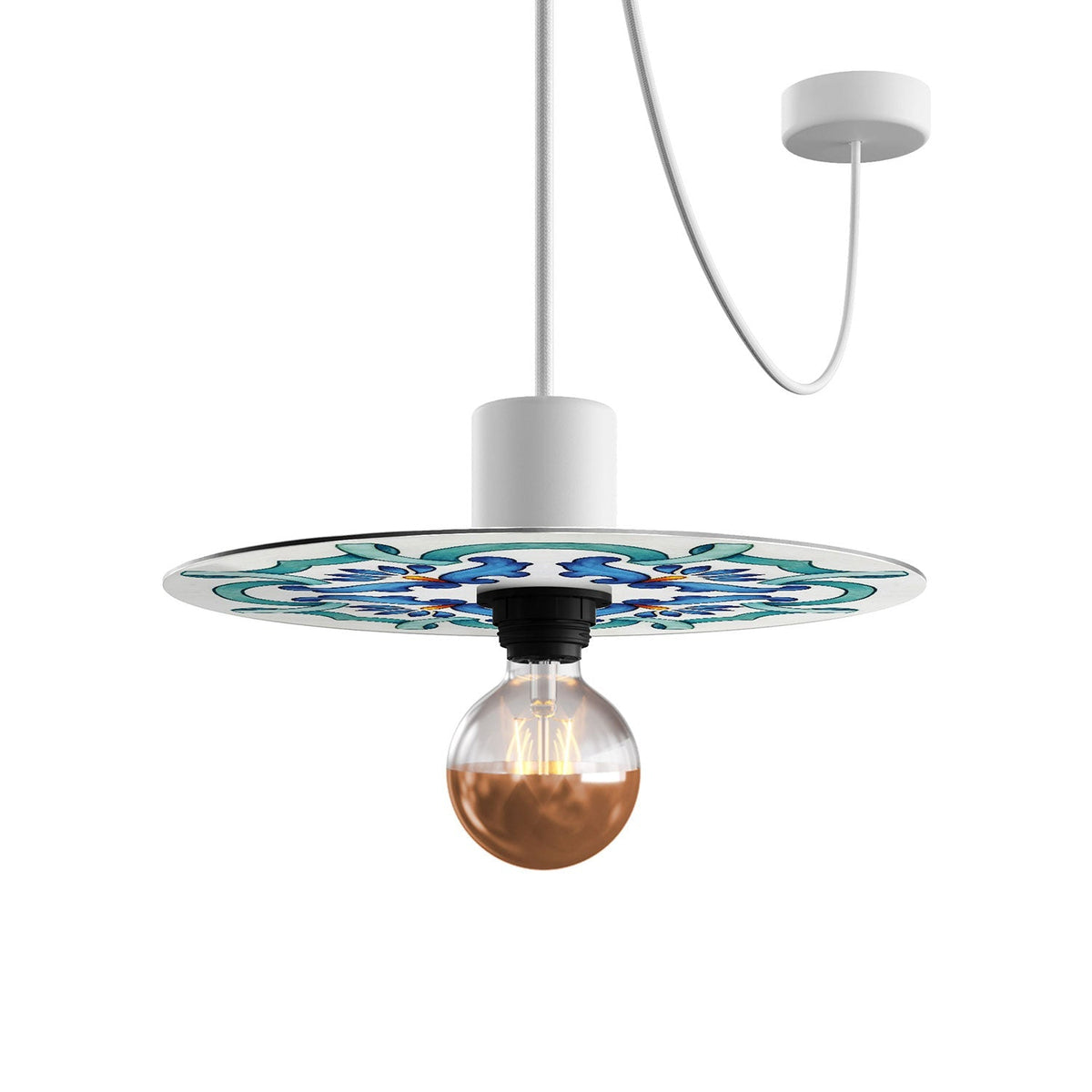 Mini-Teller Ellepì 'Maioliche' Blau für Lampen, Durchmesser 24 cm – Made in Italy – Ansicht 4