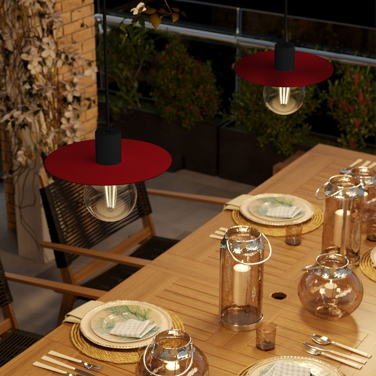 Mini-Flachschirm Ellepì 'Solid Color' Rot für Lampen, Durchmesser 24 cm – Made in Italy – Ansicht 2