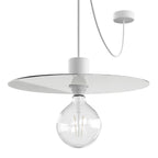 Modulair ELEGANT Lampe mit 5 m Stoffkabel, Ellepì-Lampenschirm, Baldachin und Lampenfassung aus Silikon IP65 wasserdicht – Weiß