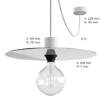 Modulair ELEGANT Lampe mit 5 m Stoffkabel, Ellepì-Lampenschirm, Baldachin und Lampenfassung aus Silikon IP65 wasserdicht – Weiß – Ansicht 6