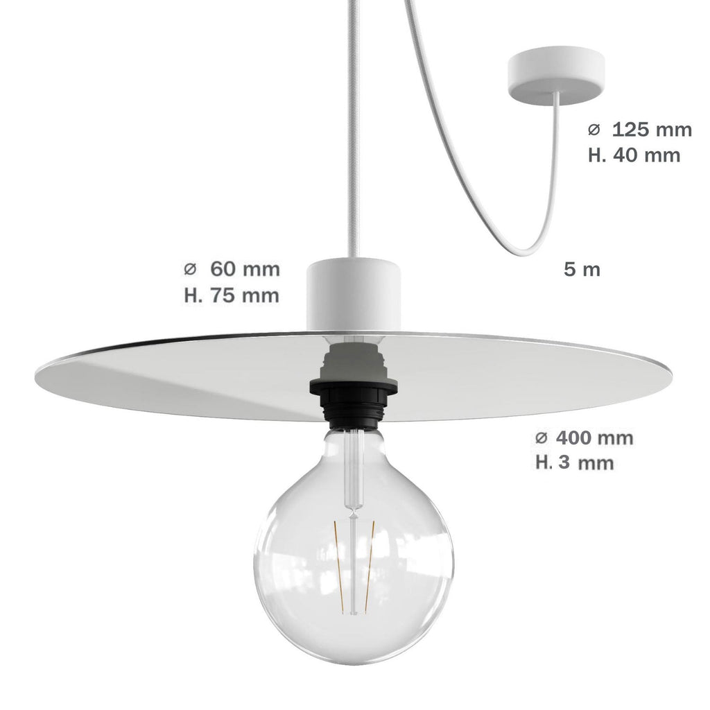 Modulair ELEGANT Leuchte mit 5 m Textilkabel, Ellepì-Lampenschirm, Baldachin und Lampenfassung aus Silikon IP65 wasserdicht - Schwarz – Ansicht 6