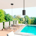 Modulair ELEGANT Außenleuchte mit 1,5 m Textilkabel, Baldachin und Fassung aus Silikon, IP65-wasserdicht – Schwarz – Ansicht 2