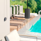 Modulair ELEGANT Außenleuchte mit 5 m Textilkabel, Dezentrierer, Baldachin und Lampenfassung IP65 wasserdicht - Schwarz – Ansicht 2