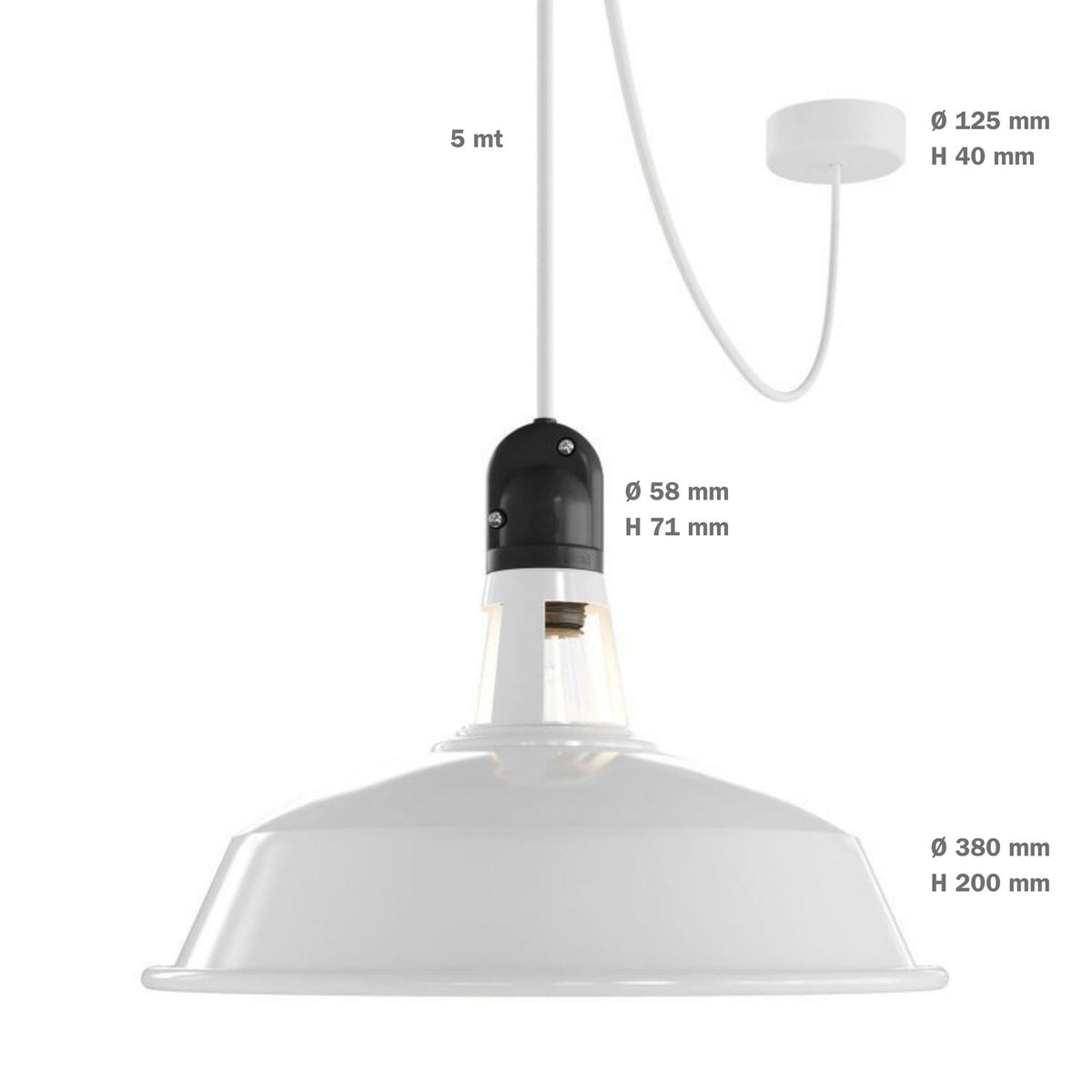 Modulair ELEGANT Außenleuchte mit Lampenschirm, 5 m Kabel, Silikon-Deckenrosette und IP65-wasserdichte Fassung – Schwarz – Ansicht 7