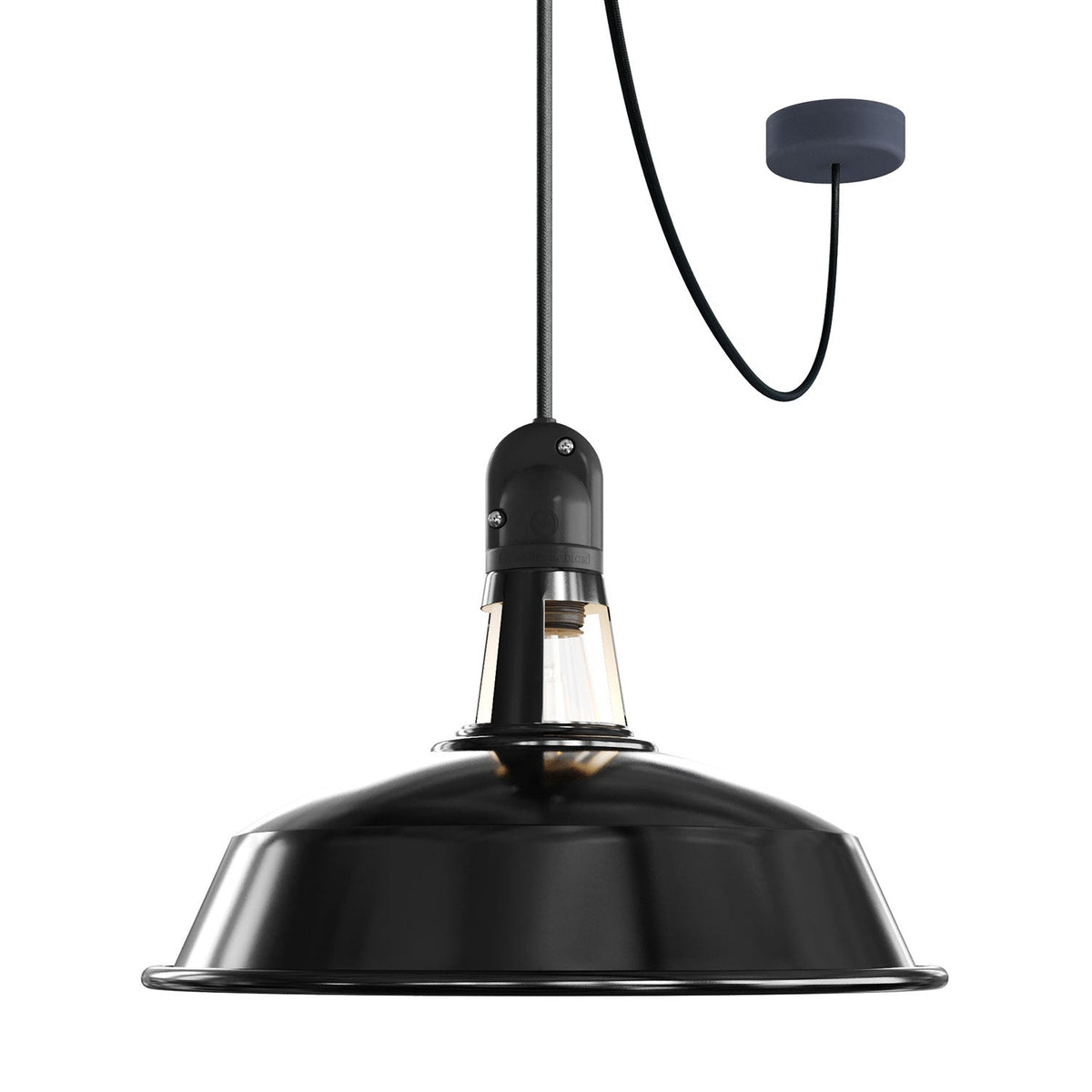 Modulair ELEGANT Außenleuchte mit Lampenschirm, 5 m Kabel, Silikon-Deckenrosette und IP65-wasserdichte Fassung – Schwarz