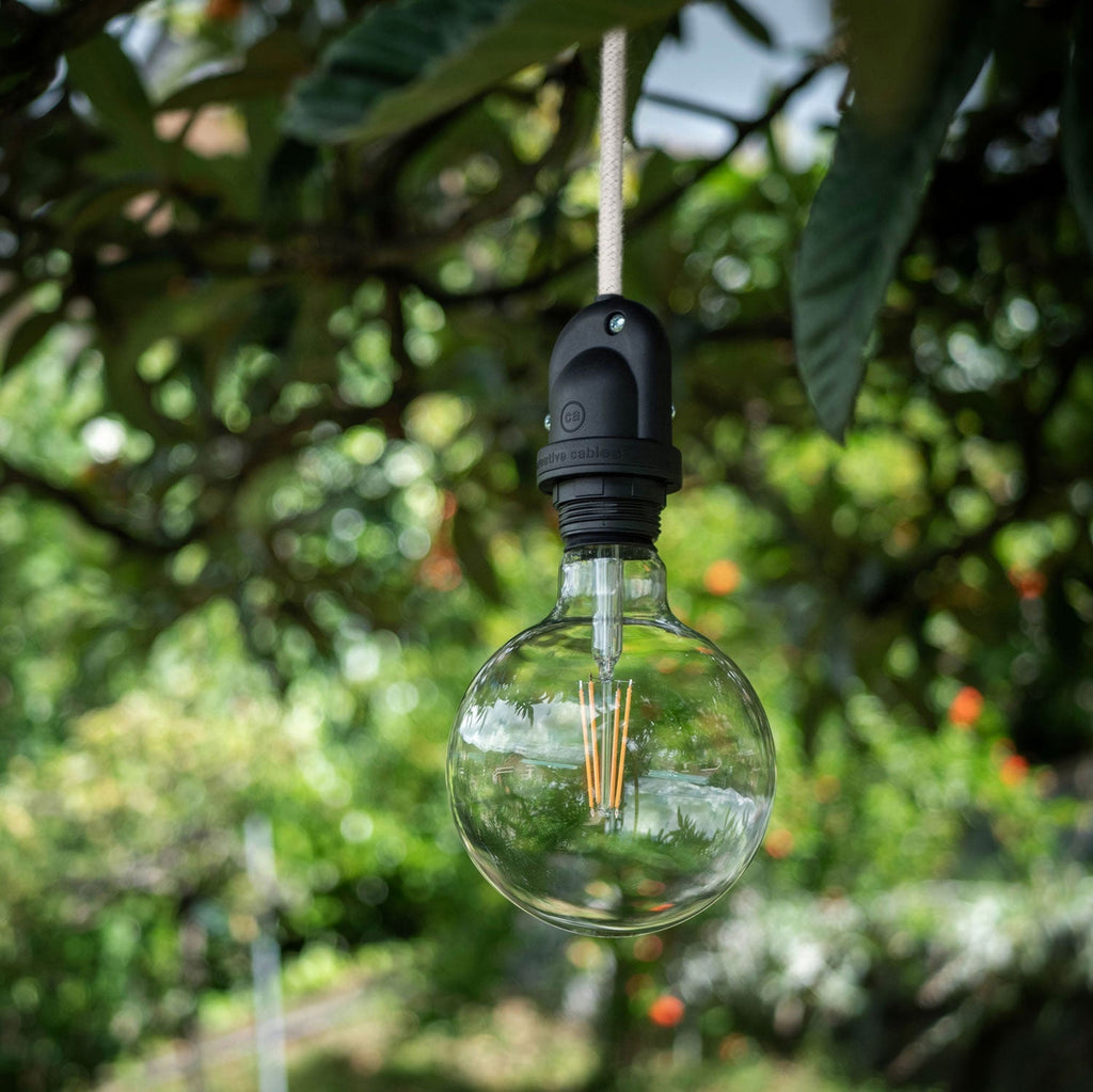 Modulair Außenlampe mit 5 m Stoffkabel, Dezentralisierungselement, Baldachin und IP65-Lampenfassung – Petrol – Ansicht 2