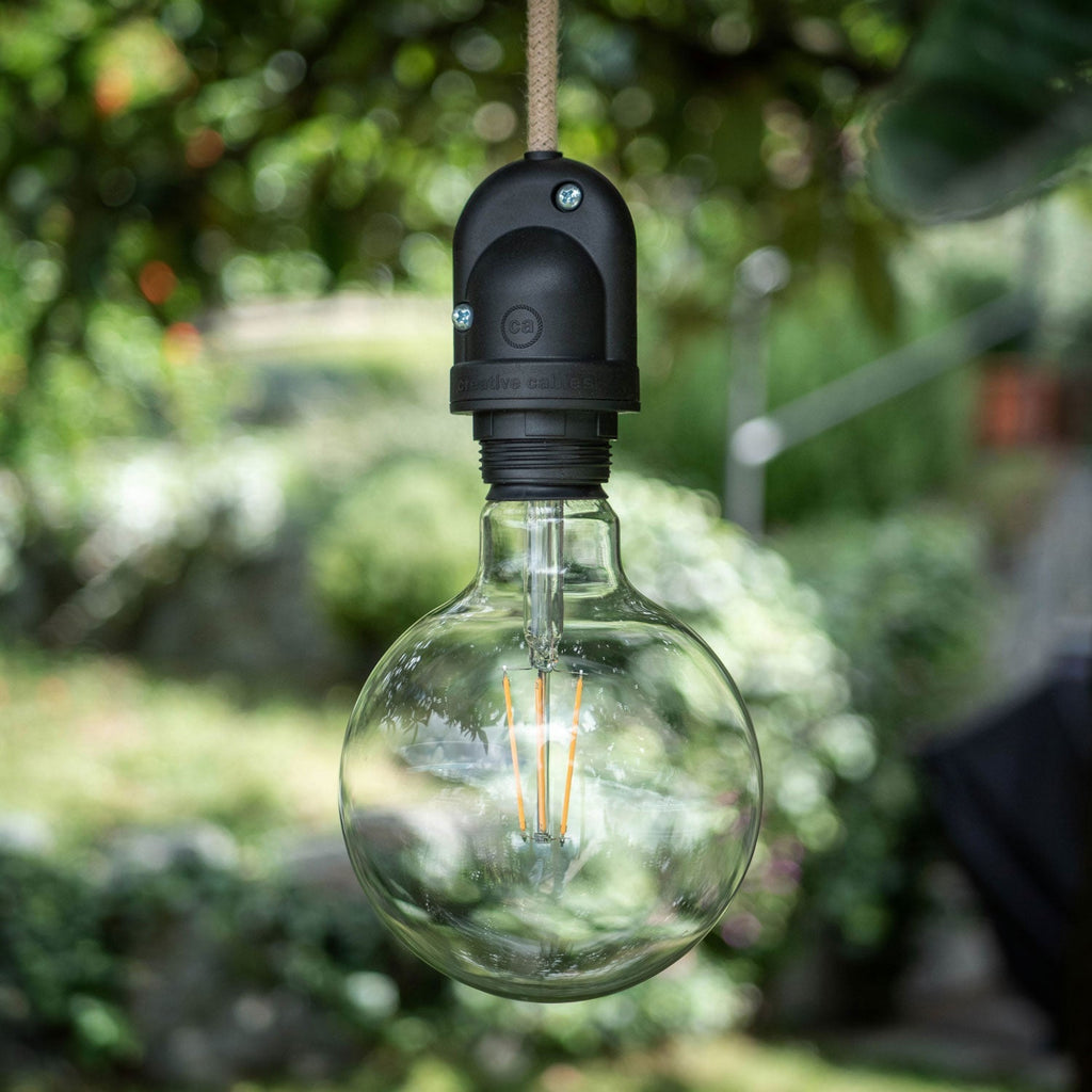 Modulair Lampe für Außenlampenschirm mit 1,5 m Textilkabel, Baldachin und IP65-fester Lampenfassung – Senf – Ansicht 2