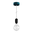Modulair Outdoor-Lampenfassung für Schirm mit 1,5 m Textilkabel, Rosette und IP65-portalampada – Petrol
