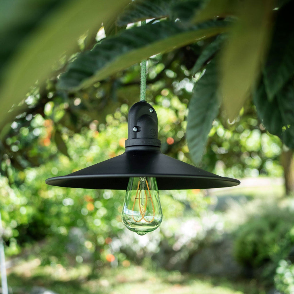 Modulair Lampe für Außenschirme mit 1,5 m Textilkabel, Baldachin und IP65 wasserdichter Fassung - Wiesengrün – Ansicht 3