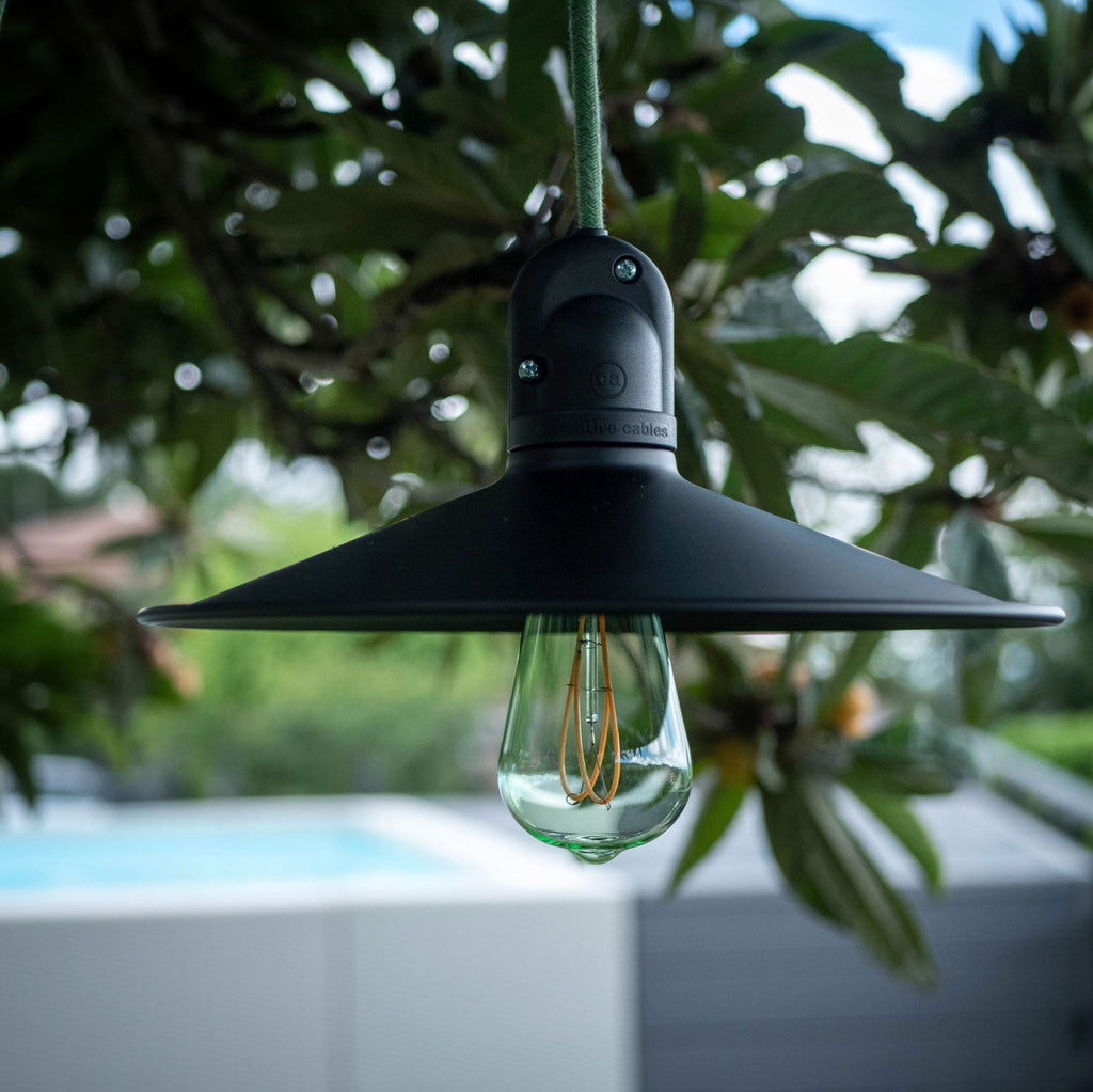 Modulair Lampe für Außenschirme mit 1,5 m Textilkabel, Baldachin und IP65 wasserdichter Fassung - Wiesengrün – Ansicht 2