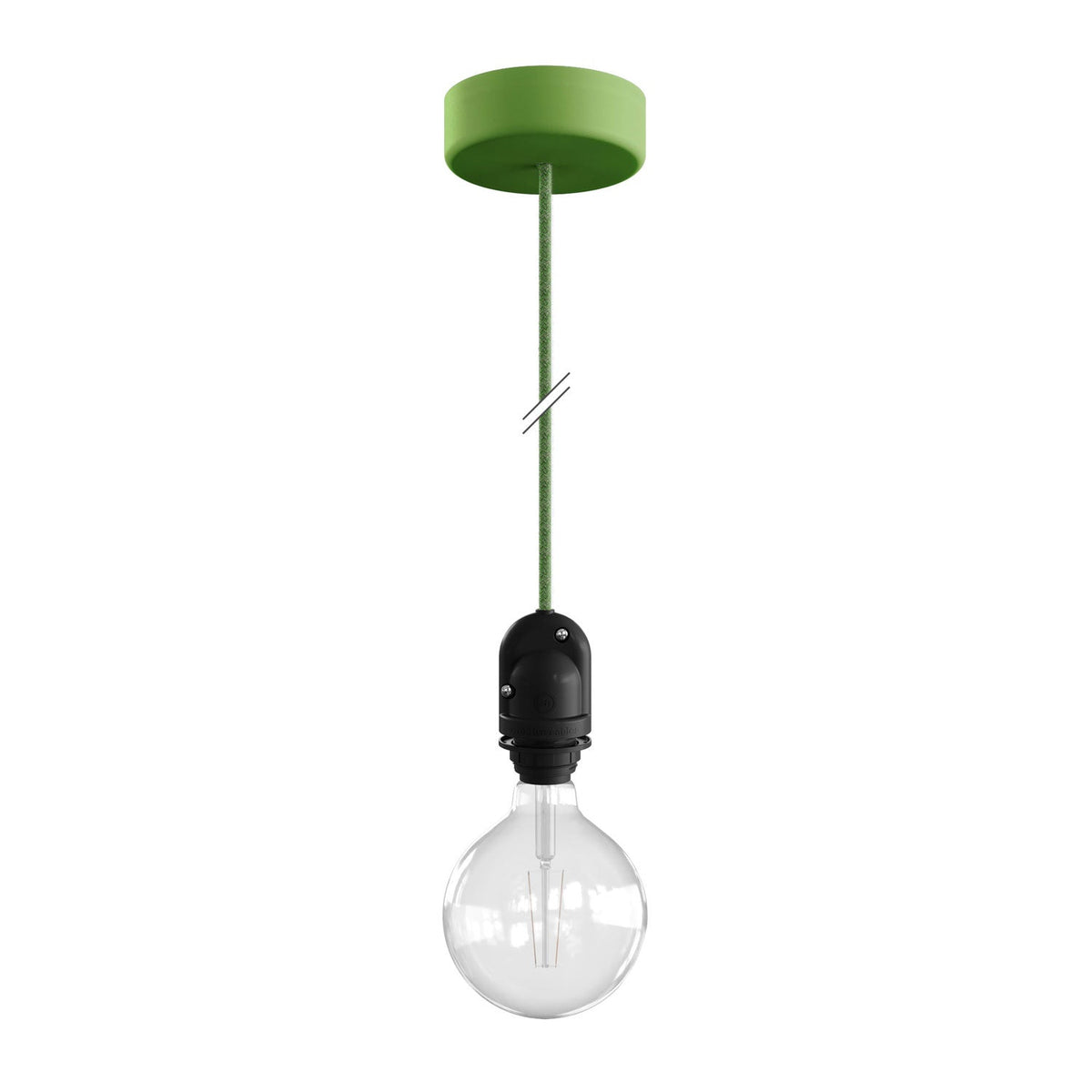 Modulair Lampe für Außenschirme mit 1,5 m Textilkabel, Baldachin und IP65 wasserdichter Fassung - Wiesengrün