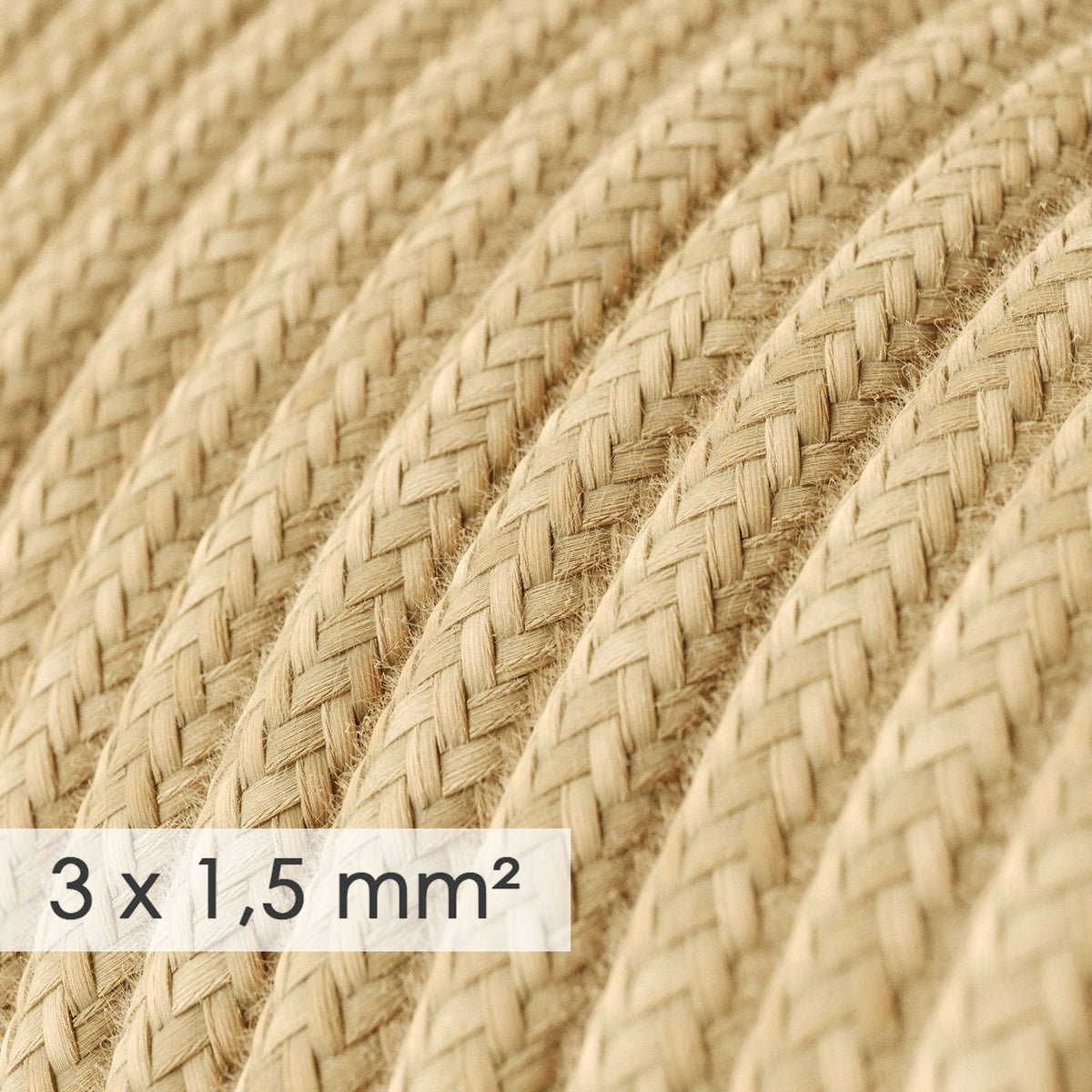 Französische Mehrfachsteckdose mit naturbelassenem Jutekabel und Schuko-Stecker mit Komfort-Ring. – Ansicht 2