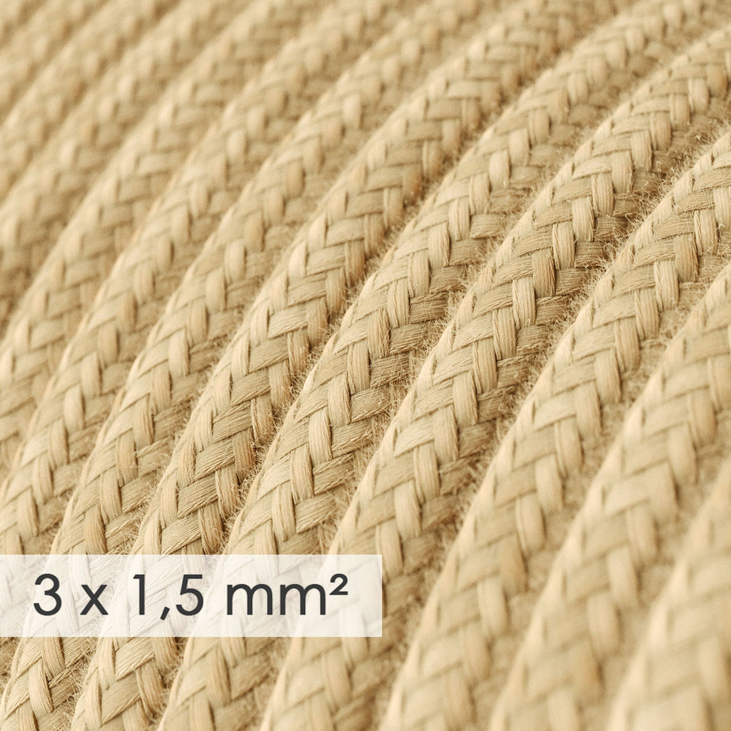 Deutscher Mehrfachstecker mit Jutekabel in Naturfarbe und Schuko-Stecker mit Komfort-Ring – Ansicht 2
