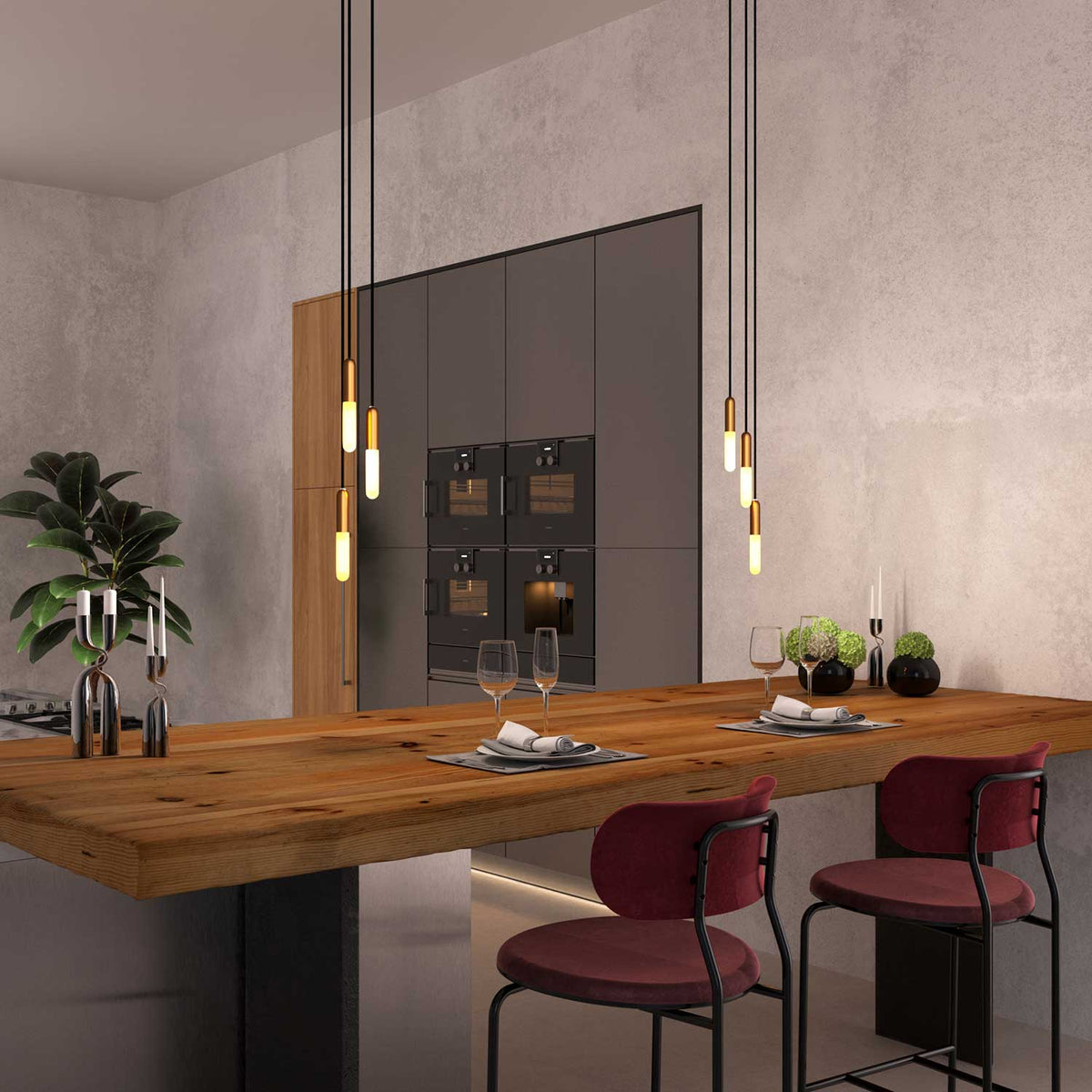 P-Light, E14 Lampenfassungs-Set aus Metall mit verdeckter Zugentlastung – Satiniert Bronze – Ansicht 3