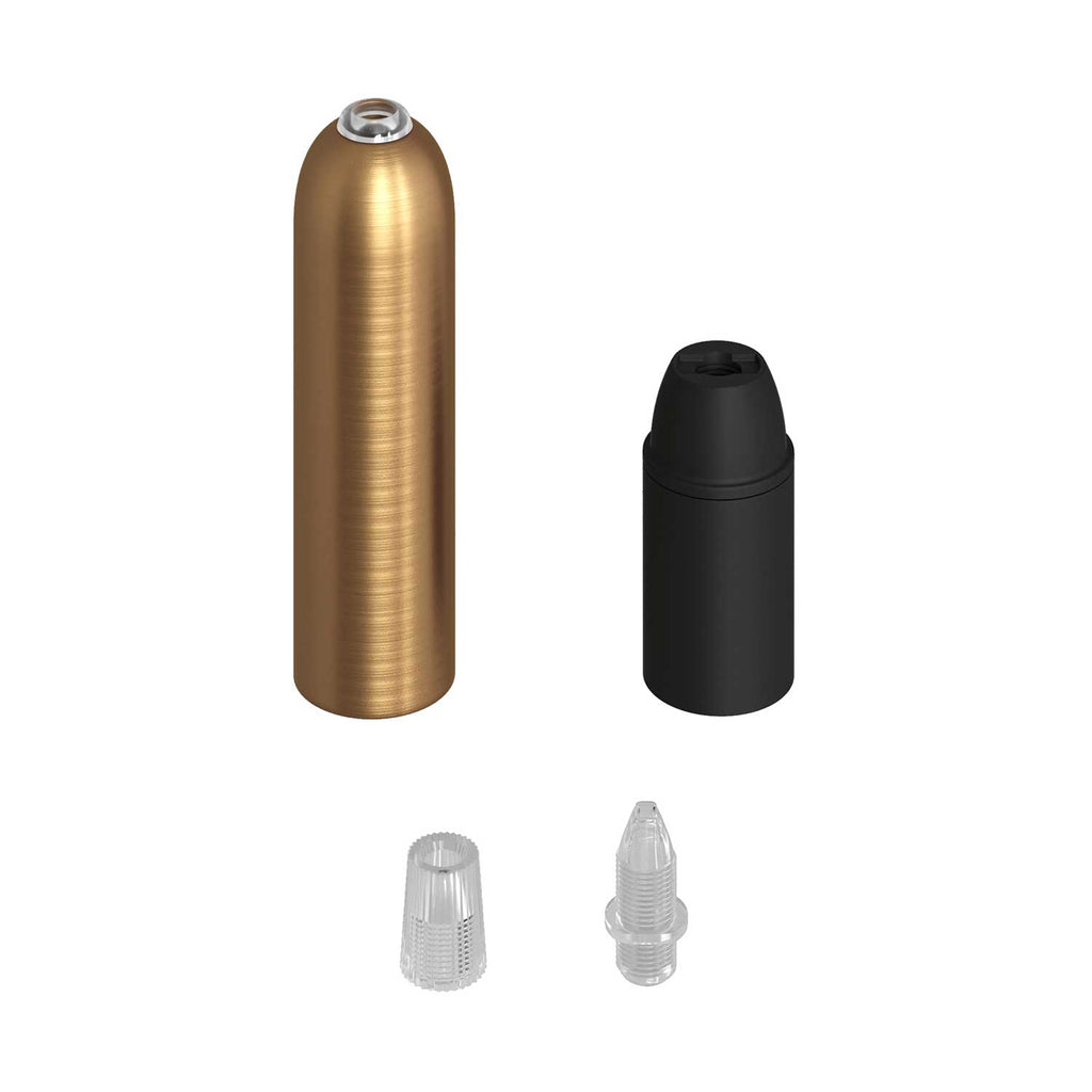 P-Light, E14 Lampenfassungs-Set aus Metall mit verdeckter Zugentlastung – Satiniert Bronze – Ansicht 2
