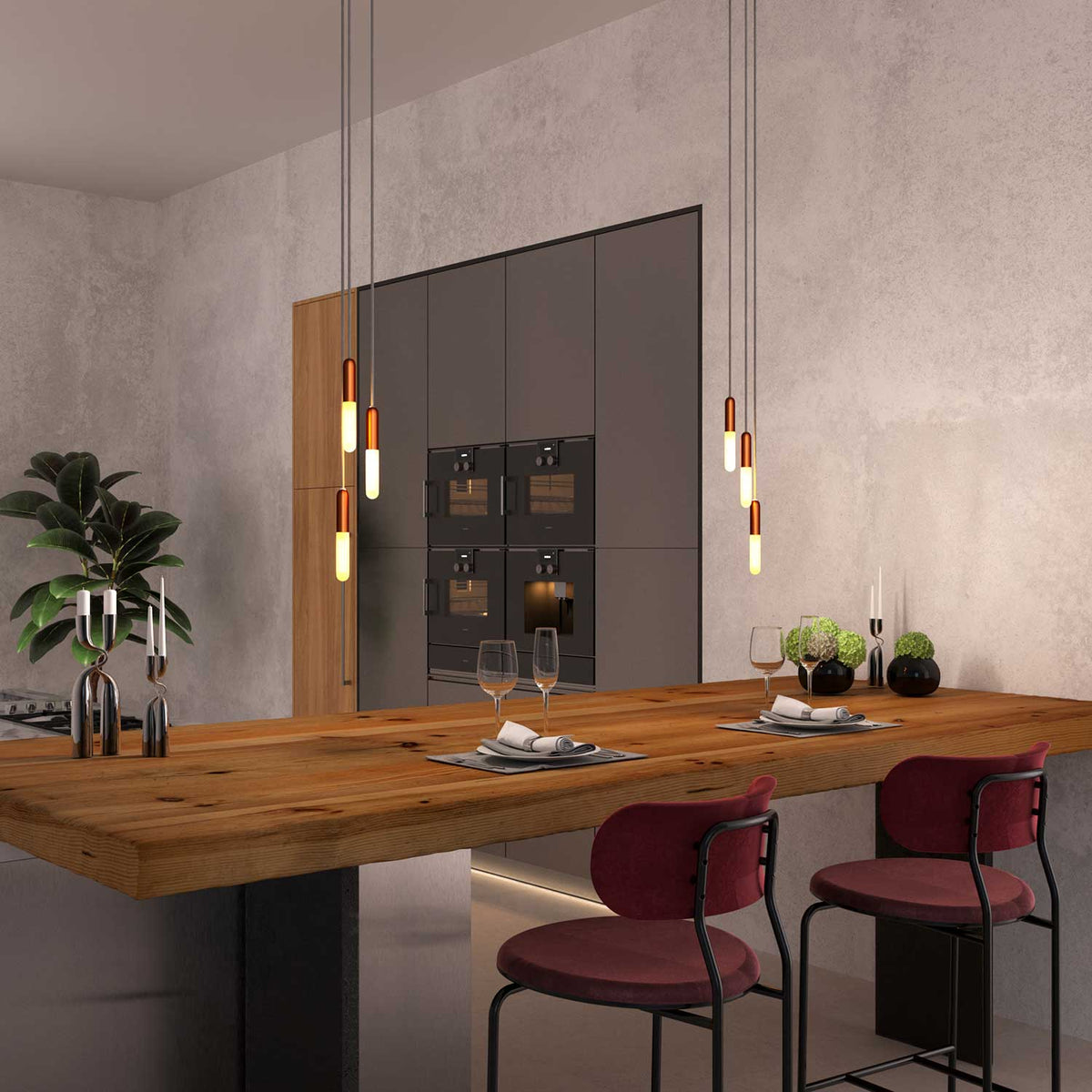 P-Light, E14-Lampenfassungsset aus Metall mit versteckter Zugentlastung - Satin-Kupfer – Ansicht 3