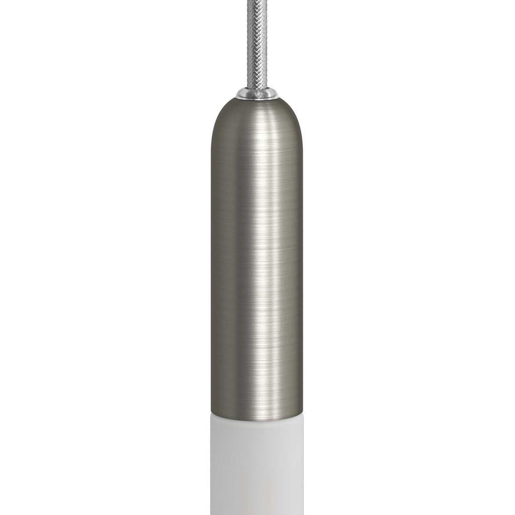 P-Light, E14-Lampenfassungs-Set aus Metall mit verdeckter Zugentlastung – Satin Titan