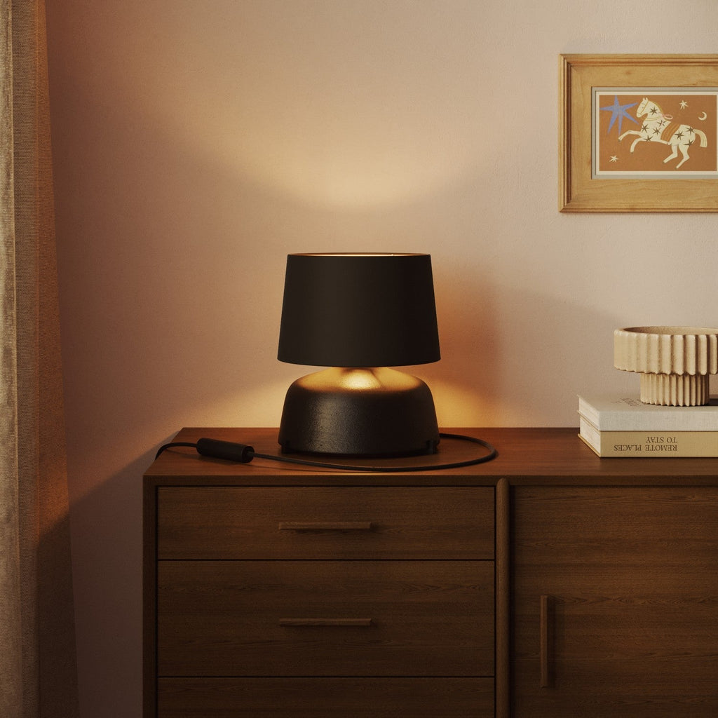 Athena-Schirm mit E27-Fassung für Tischlampe - Made in Italy - Cinette Schwarz innen Gold – Ansicht 2