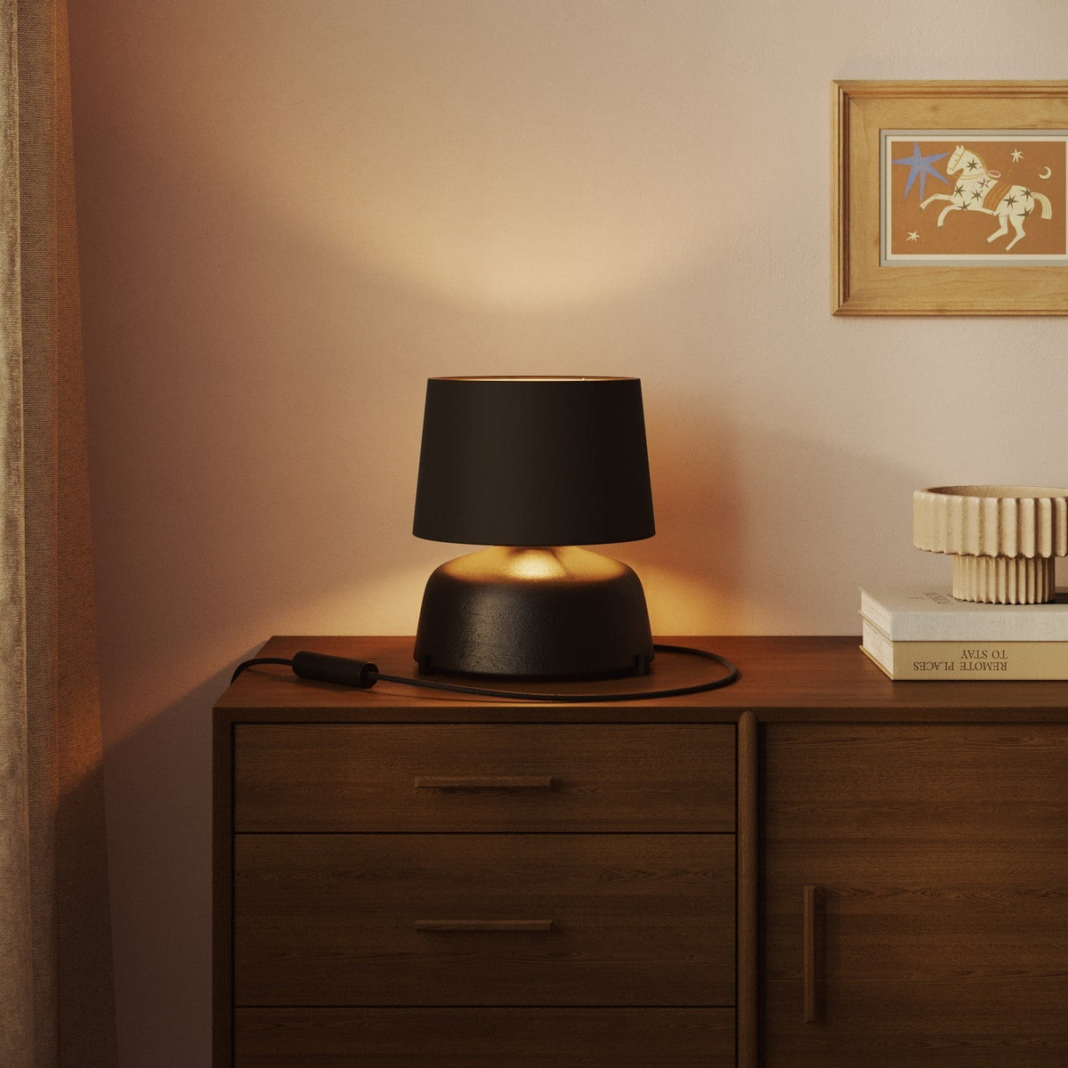 Athena-Schirm mit E27-Fassung für Tischlampe - Made in Italy - Cinette Schwarz innen Gold – Ansicht 2