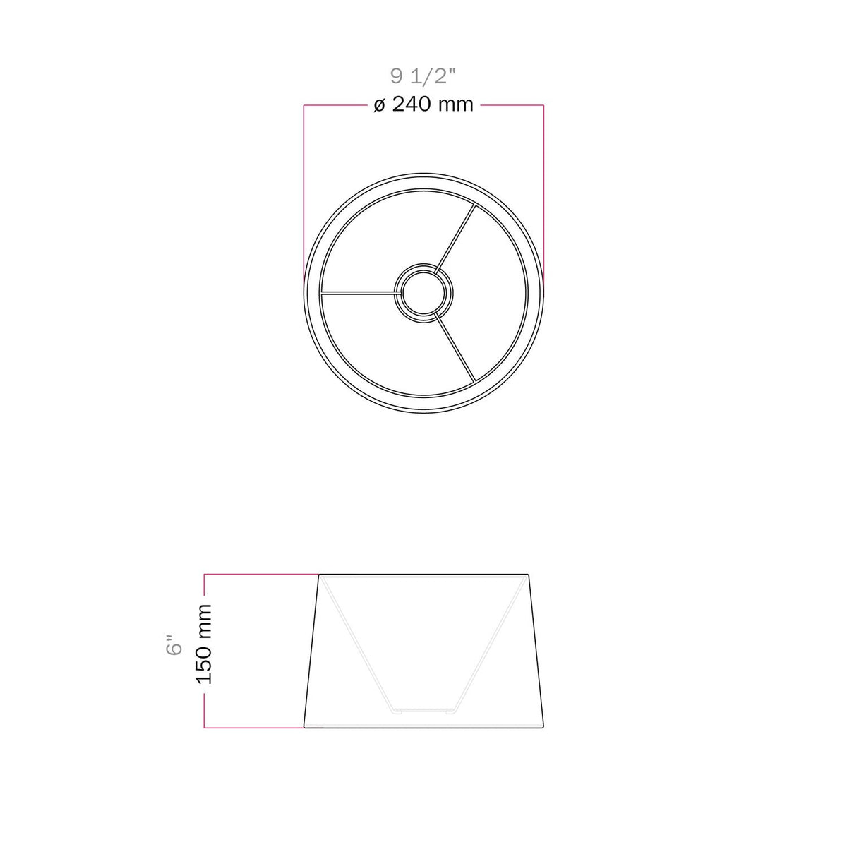 Athena Schirm mit E27-Fassung für Tisch- oder Stehlampe – Made in Italy – Arenal Bordeaux – Ansicht 6