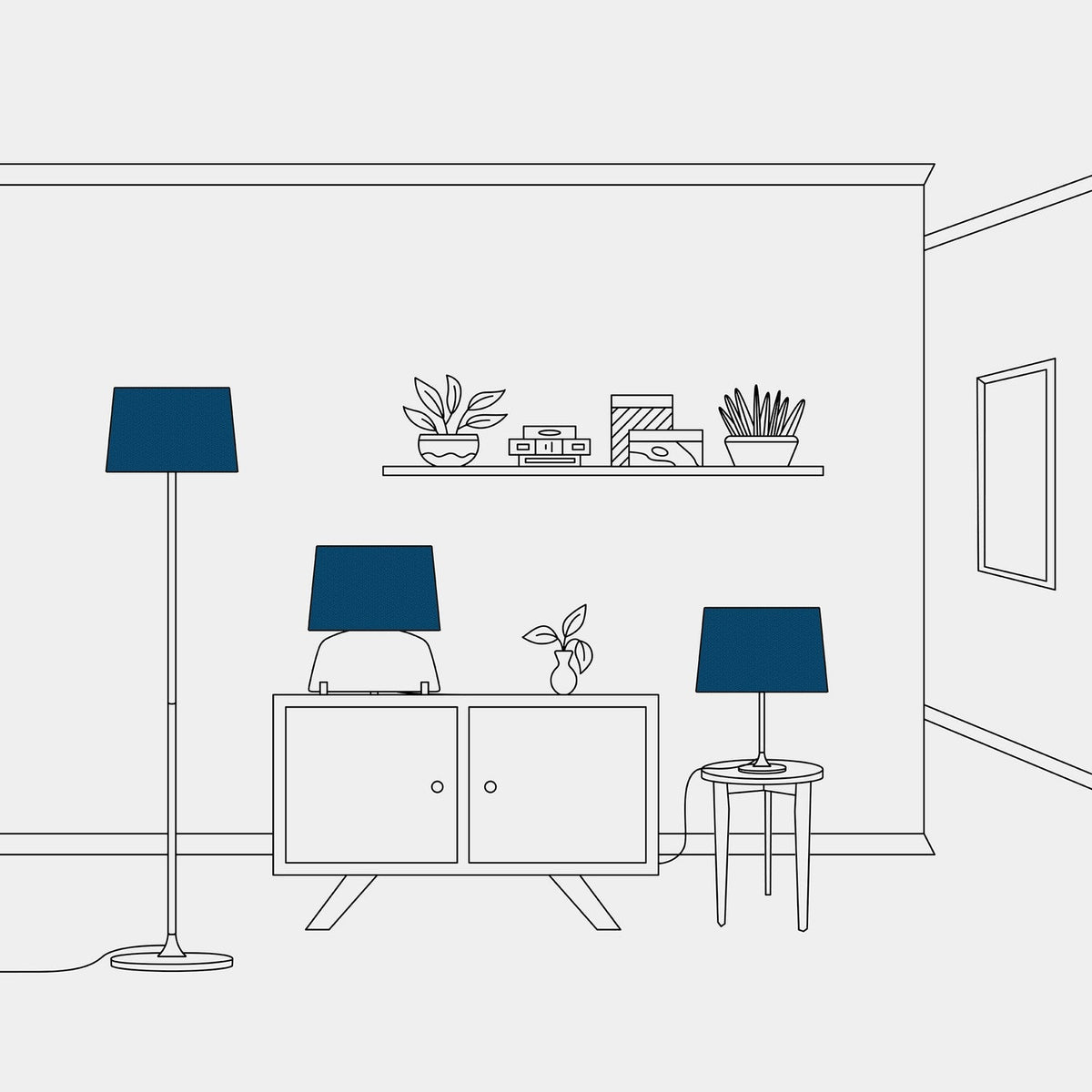 Athena Lampenschirm mit E27-Fassung für Tisch- oder Stehleuchte – Made in Italy – Blaue Wolle – Ansicht 5