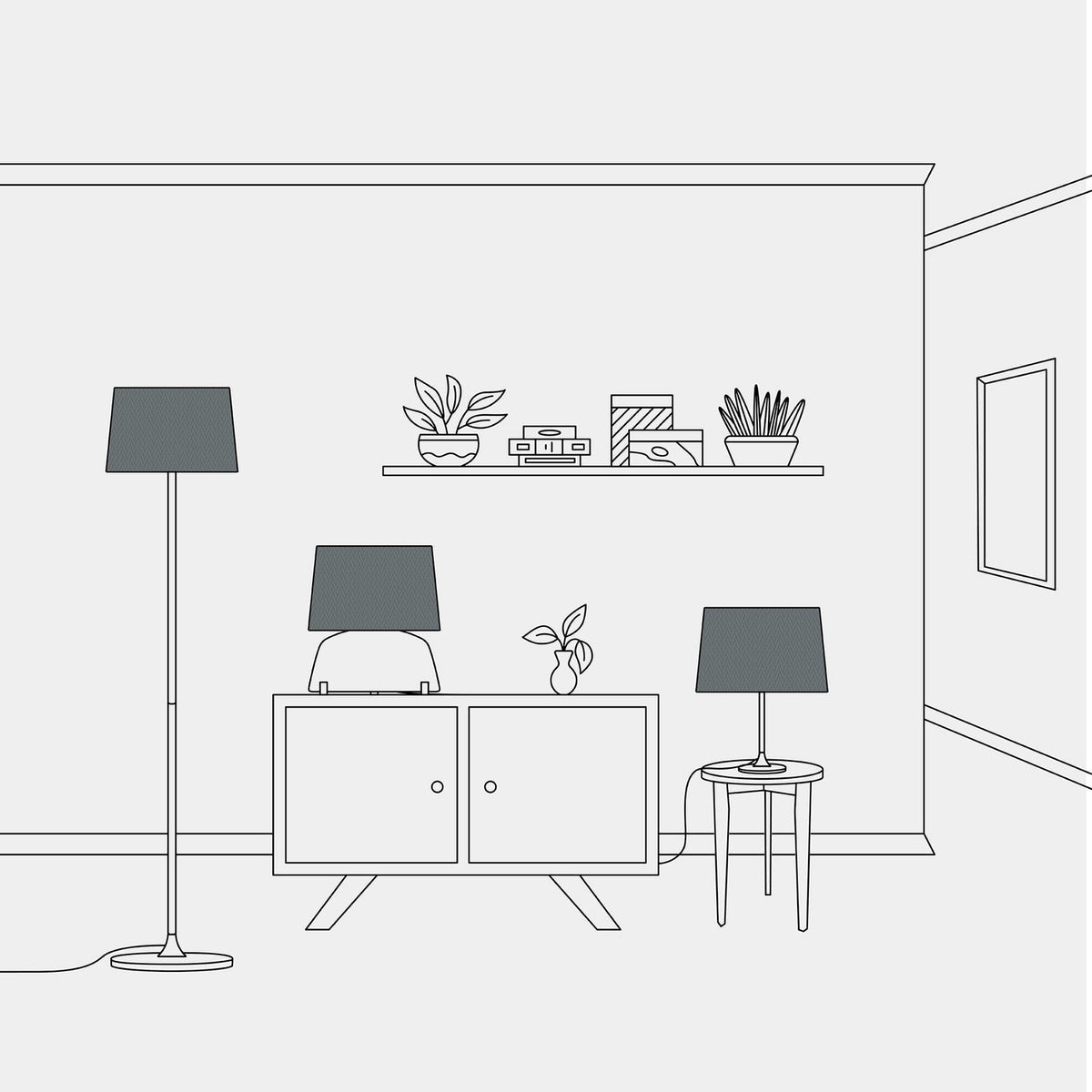 Athena Lampenschirm mit E27-Fassung für Tisch- oder Stehlampe – Made in Italy – Dunkelgrauer Stoffbezug – Ansicht 5